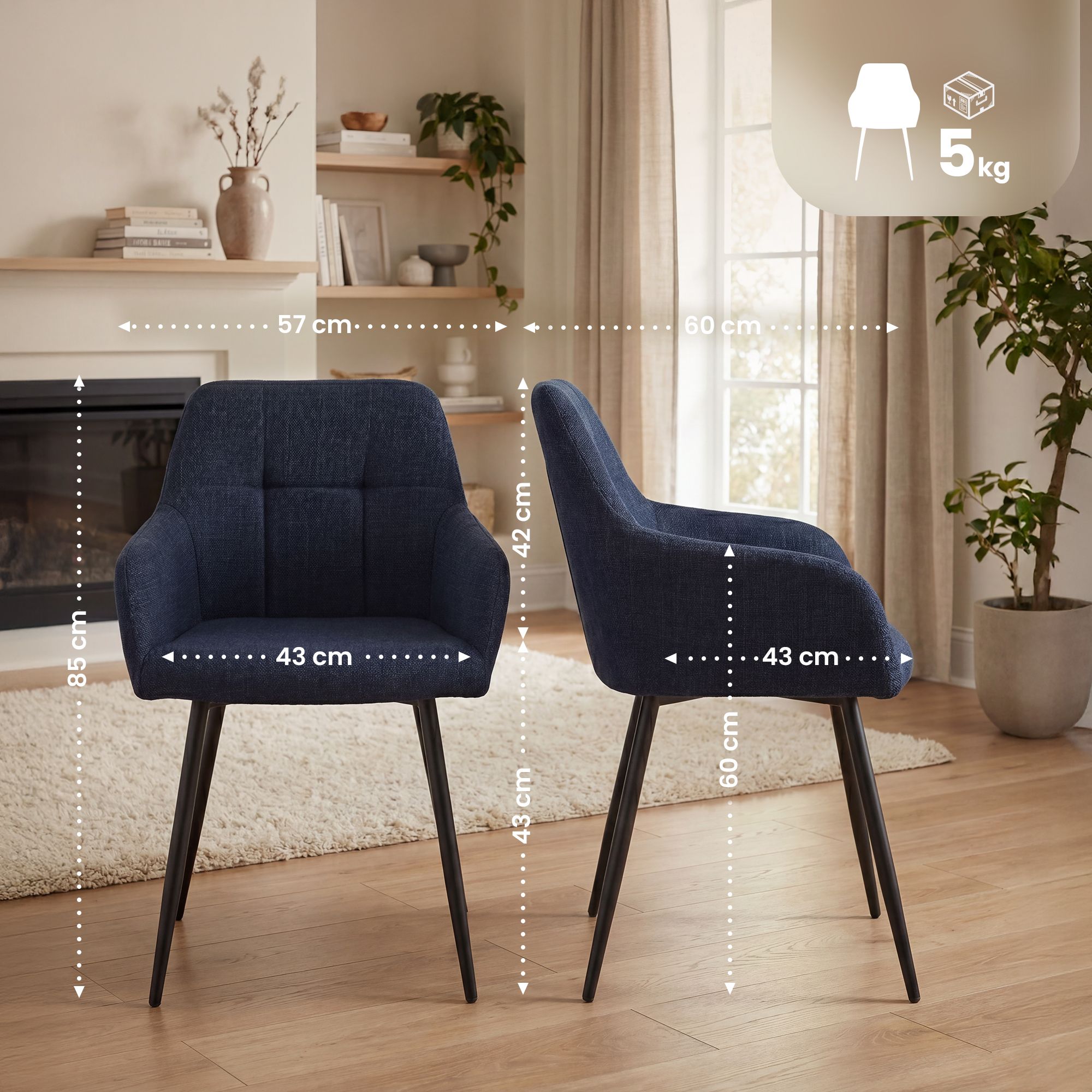 Chaise de salle à manger Fergus en tissu