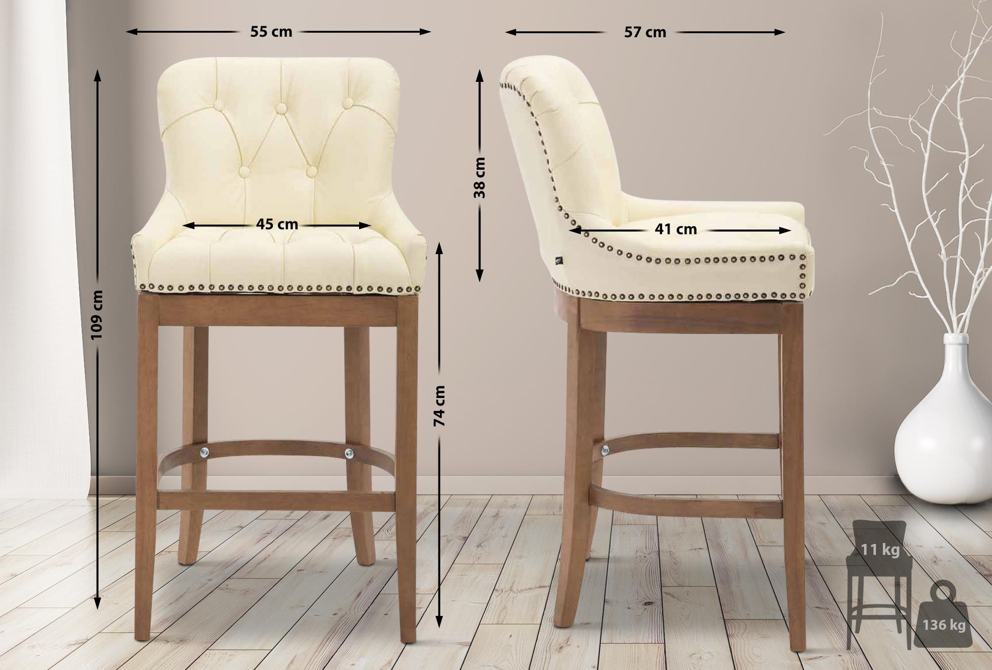 Tabouret de bar Lakewood antique-clair cuir véritable
