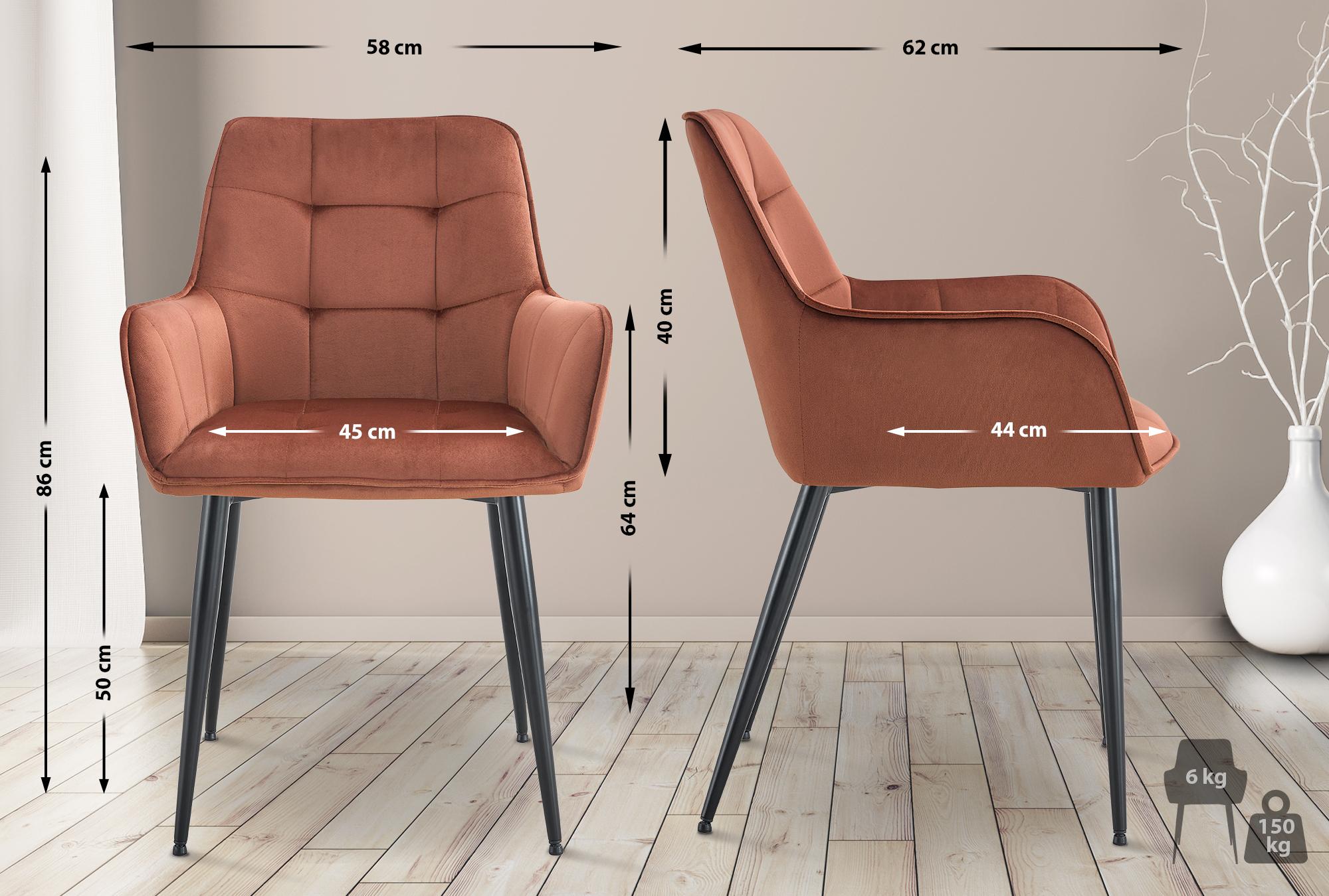 Chaise de salle à manger Ferndale revêtement en velours