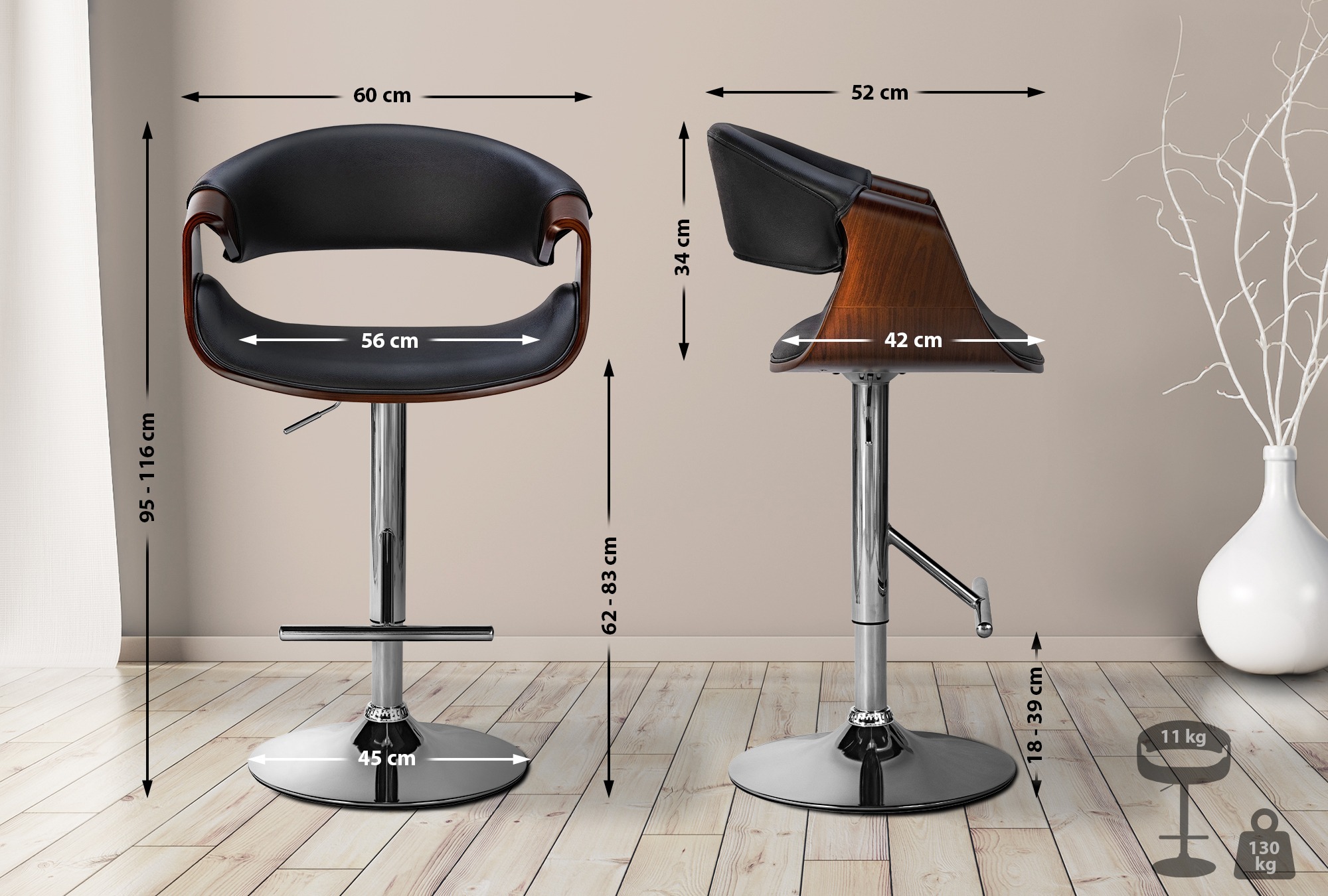 Tabouret de bar Foley similicuir