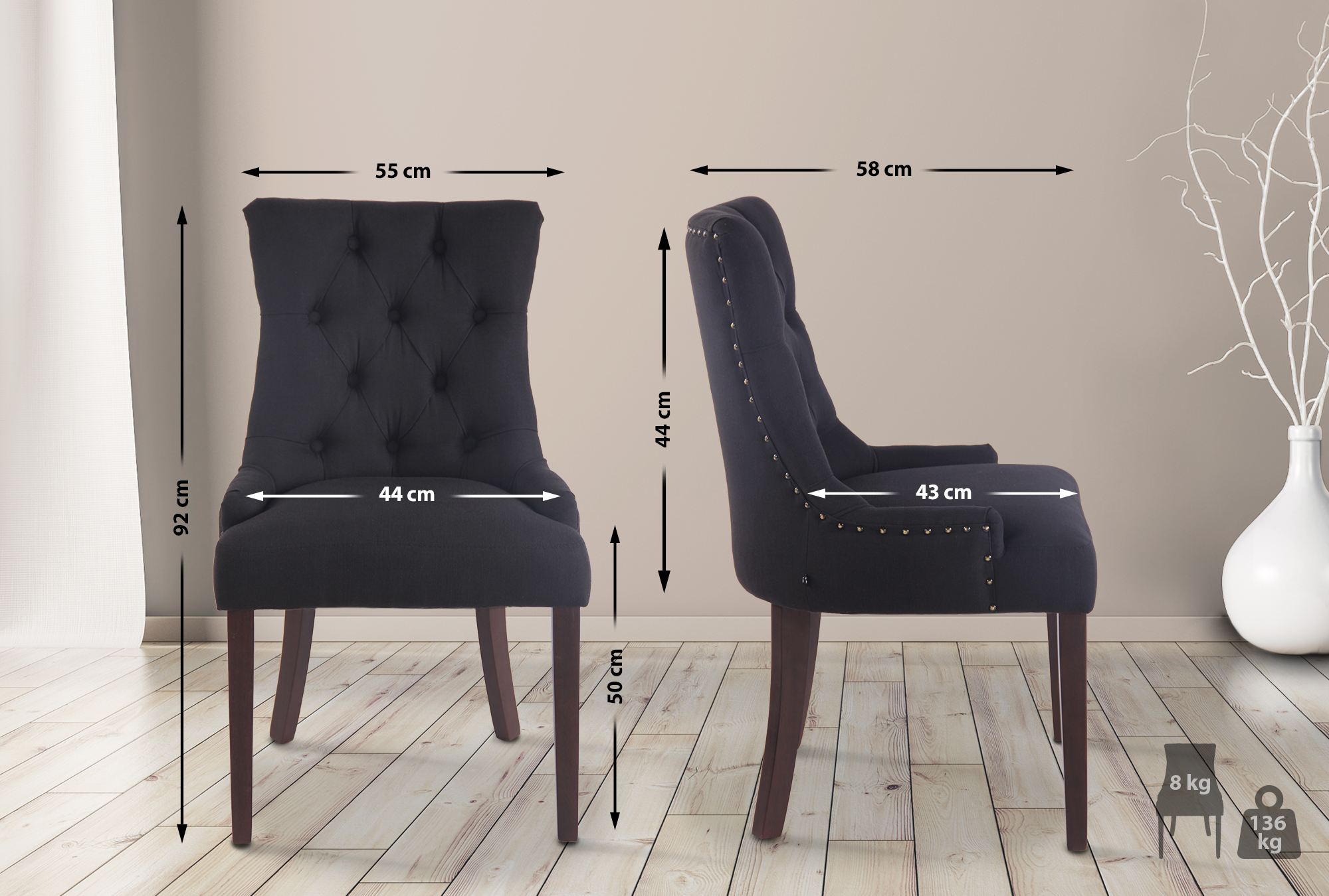 Chaise de salle à manger Aberdeen tissu