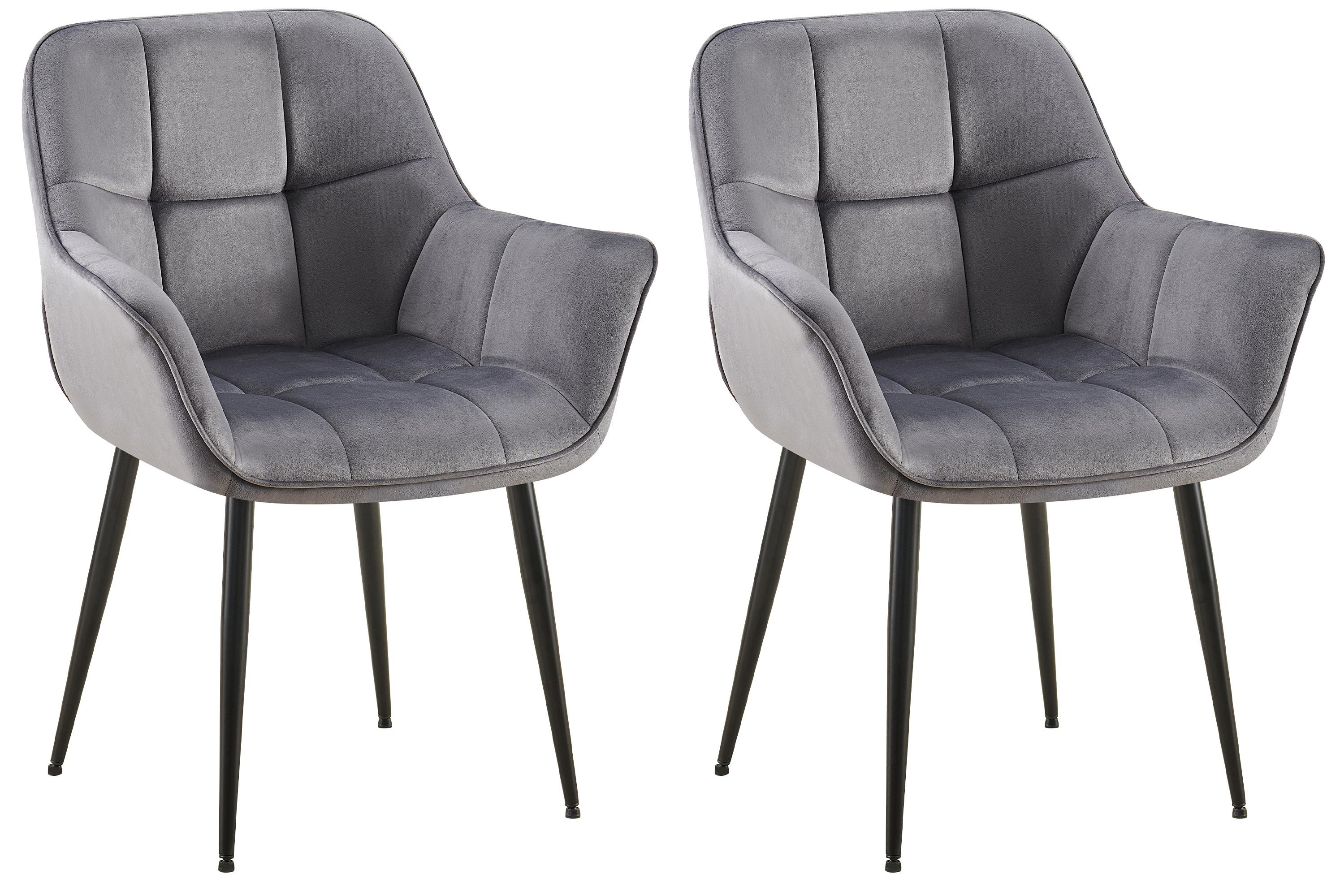 Lot de 2 chaises de salle à manger Roseville velours