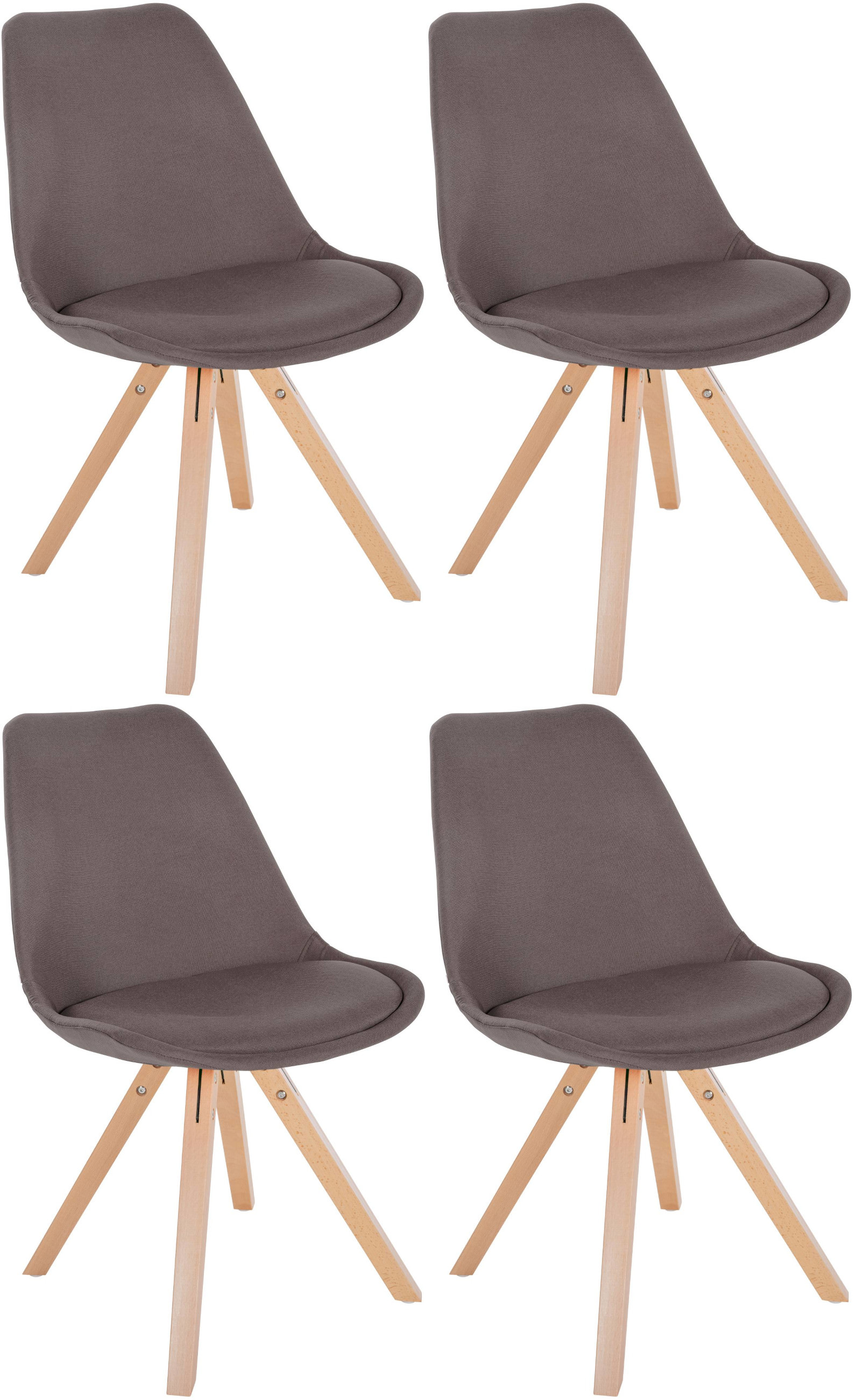 Lot de 4 chaises de salle à manger Sofia en tissu Pieds en bois