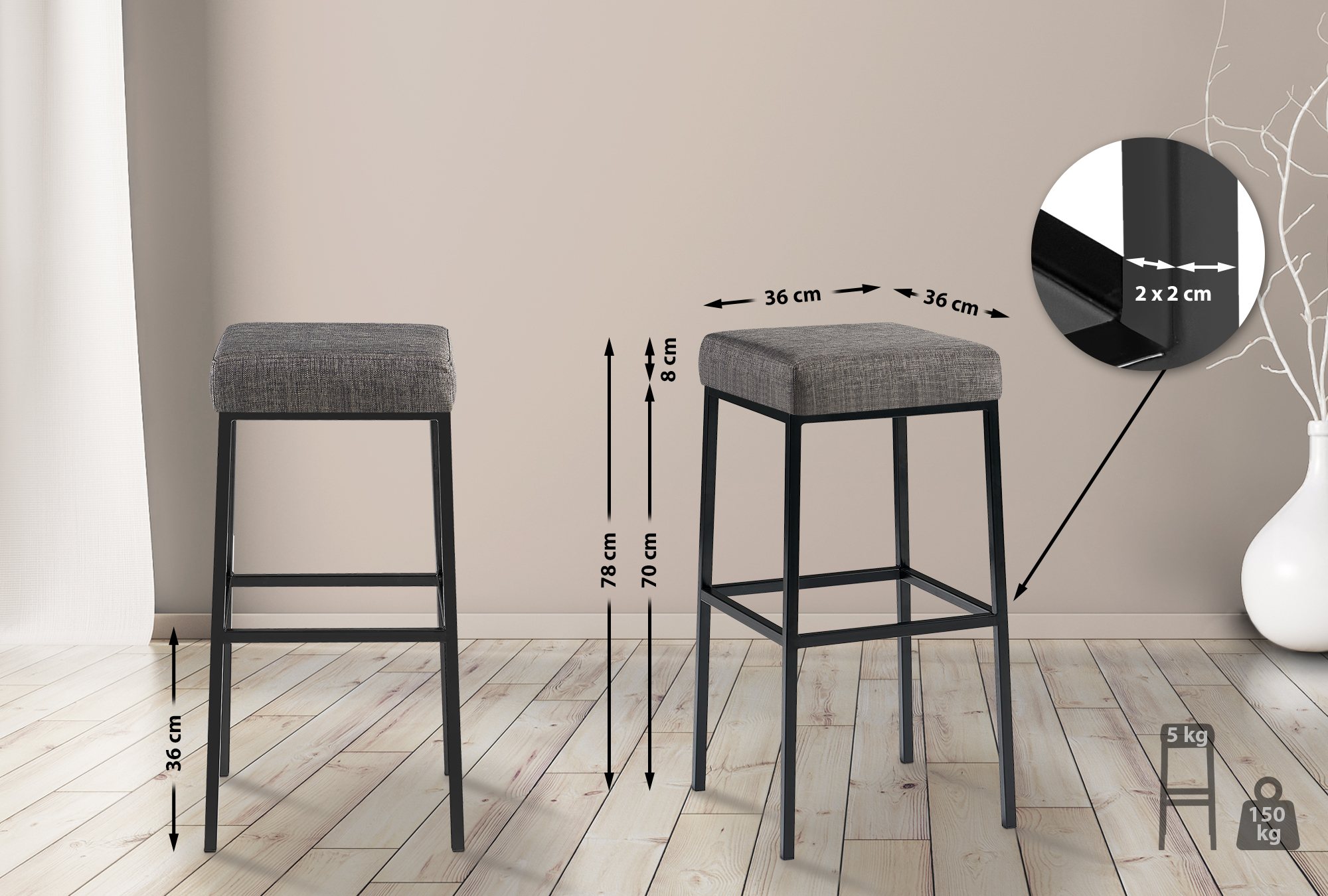 Tabouret de bar Montreal tissu