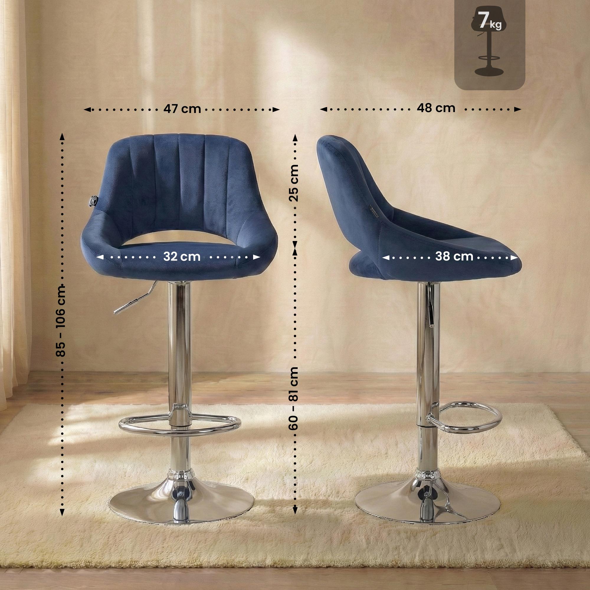 Lot de 2 tabourets de bar Milet en velours