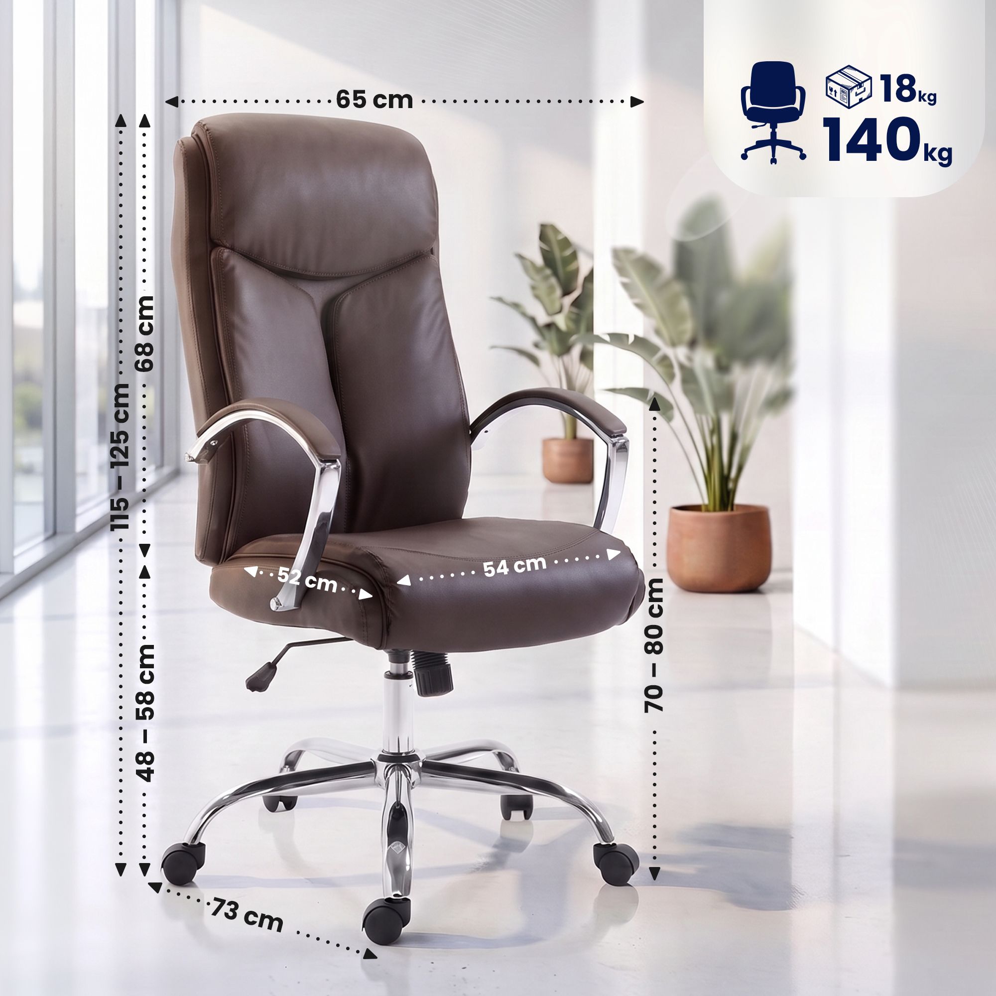 Chaise de bureau Arlen aspect cuir