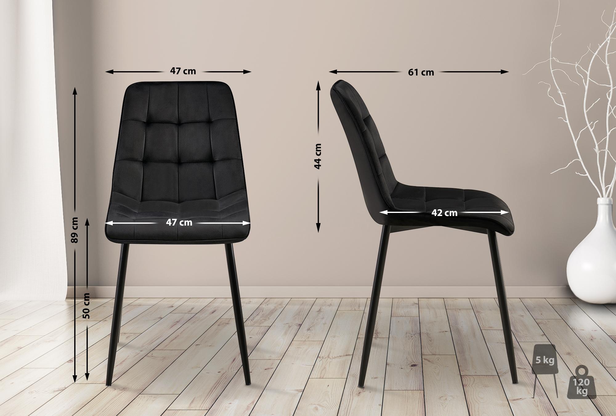 Chaise de salle à manger Gifford revêtement velours