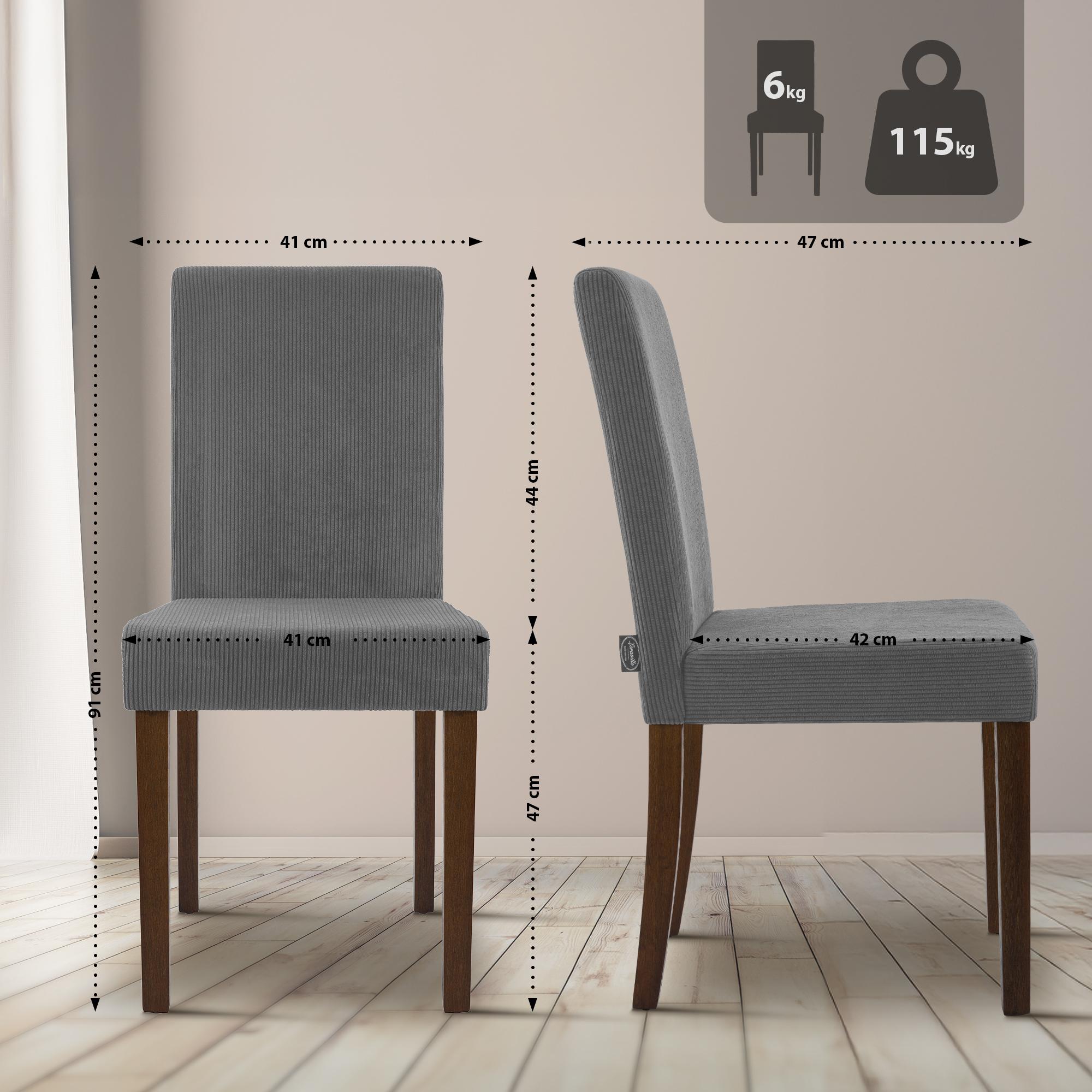 Lot de 2 chaises de salle a manger Ina en velours cotele
