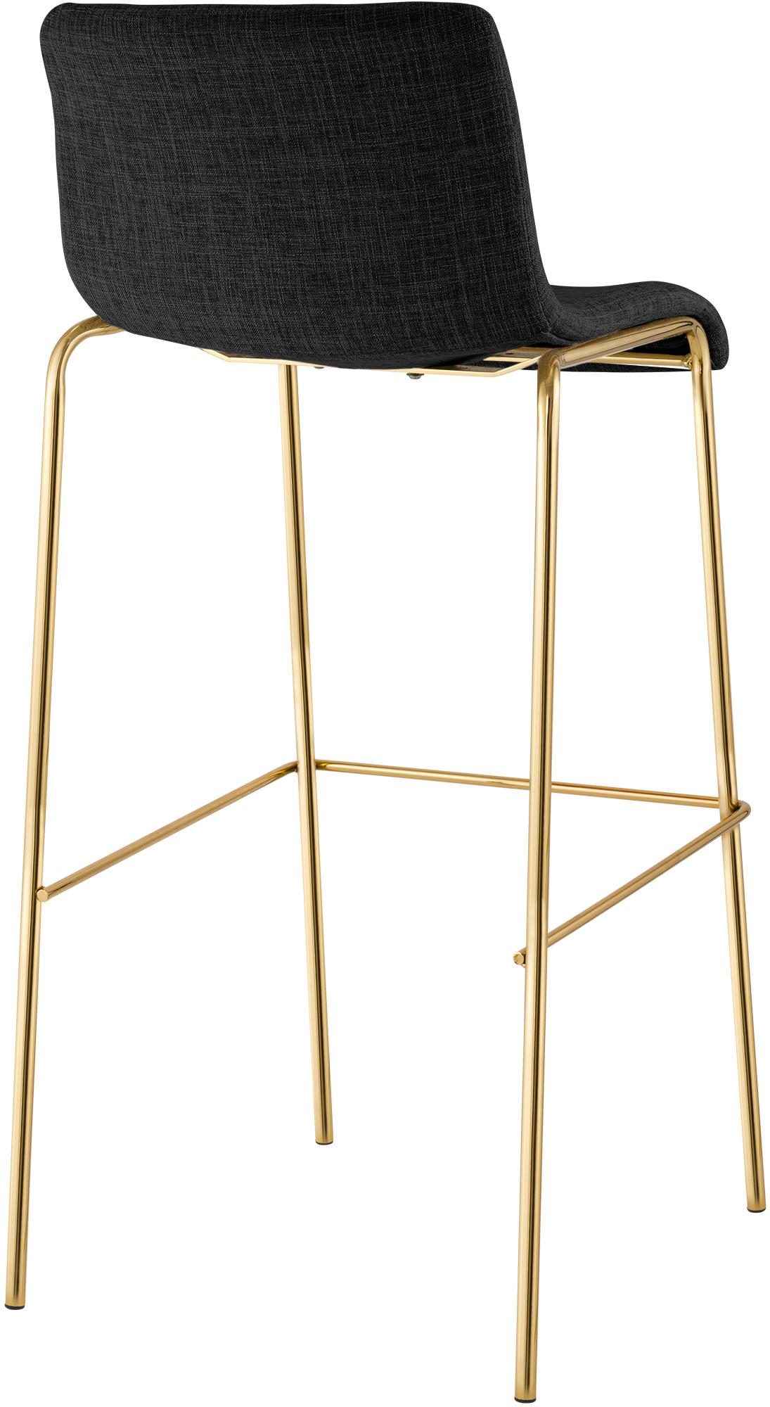 Lot de 2 Tabourets de bar Hover en tissu, piètement quatre pieds doré