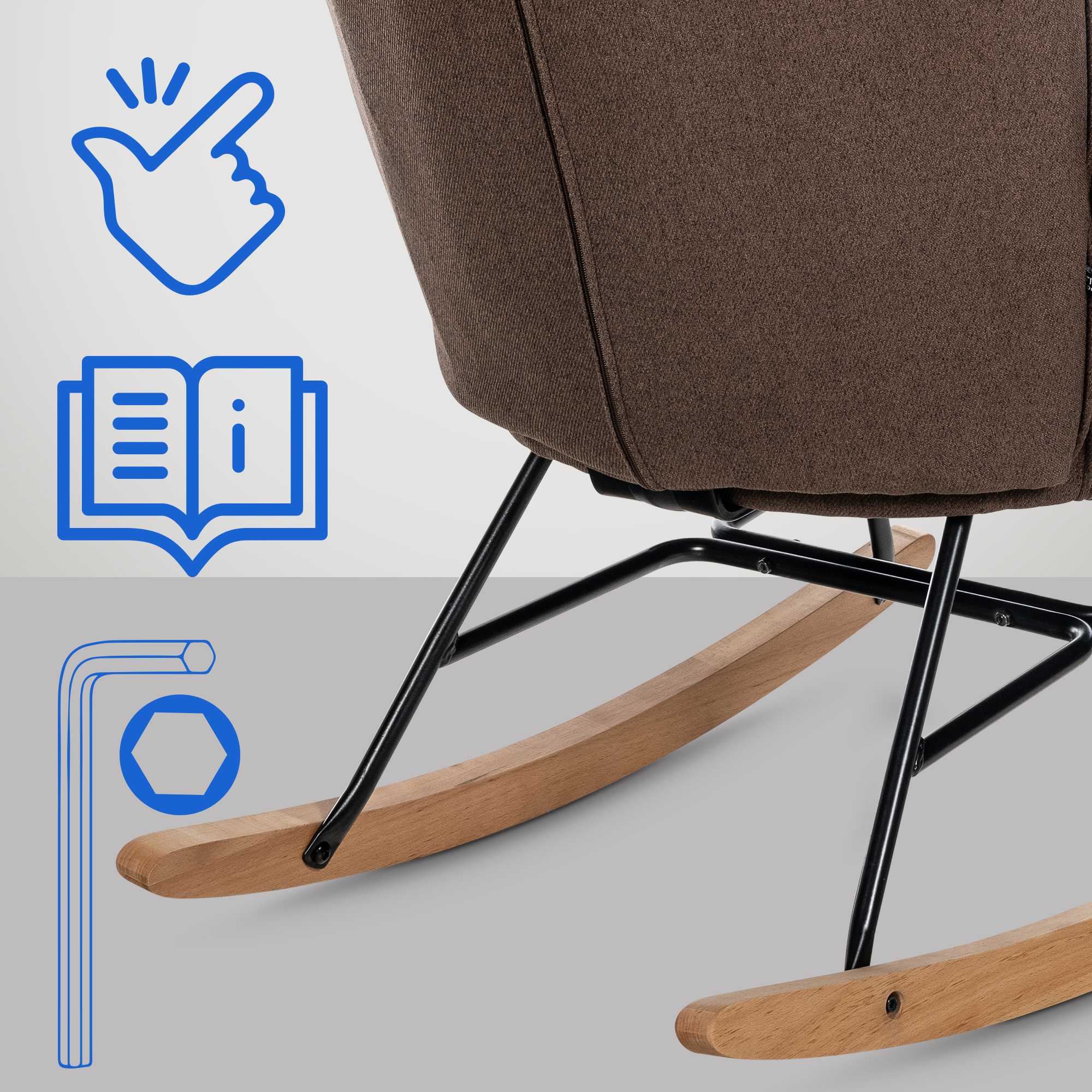 Fauteuil à bascule Sanka en tissu
