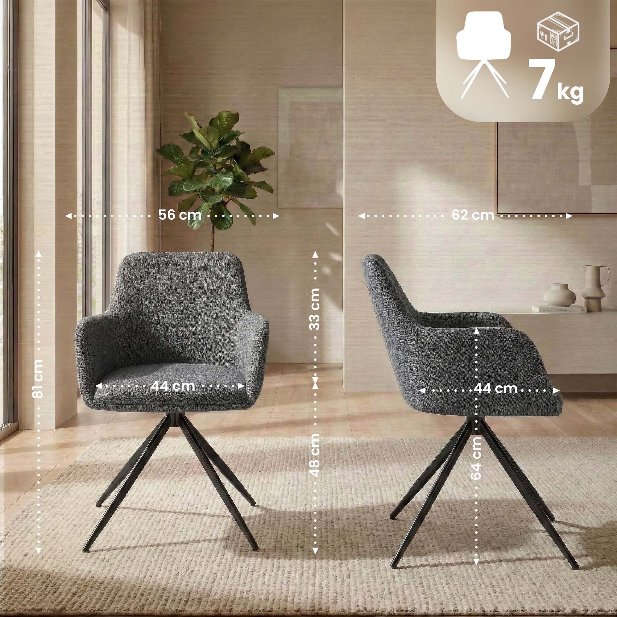 Chaise de salle a manger Olema en tissu