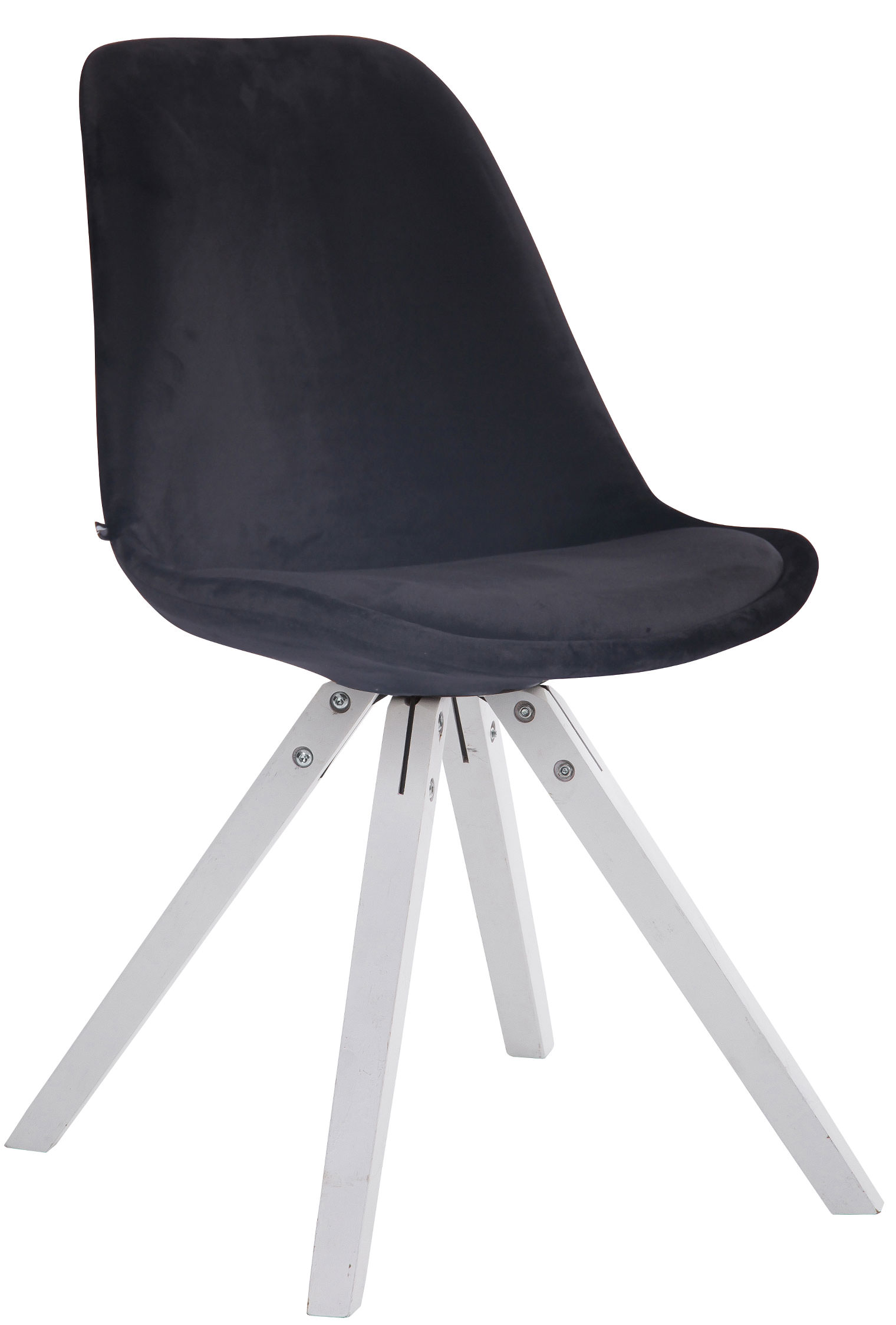 Lot de 4 Chaises de salle à manger Toulouse Velours Pieds carrés bois
