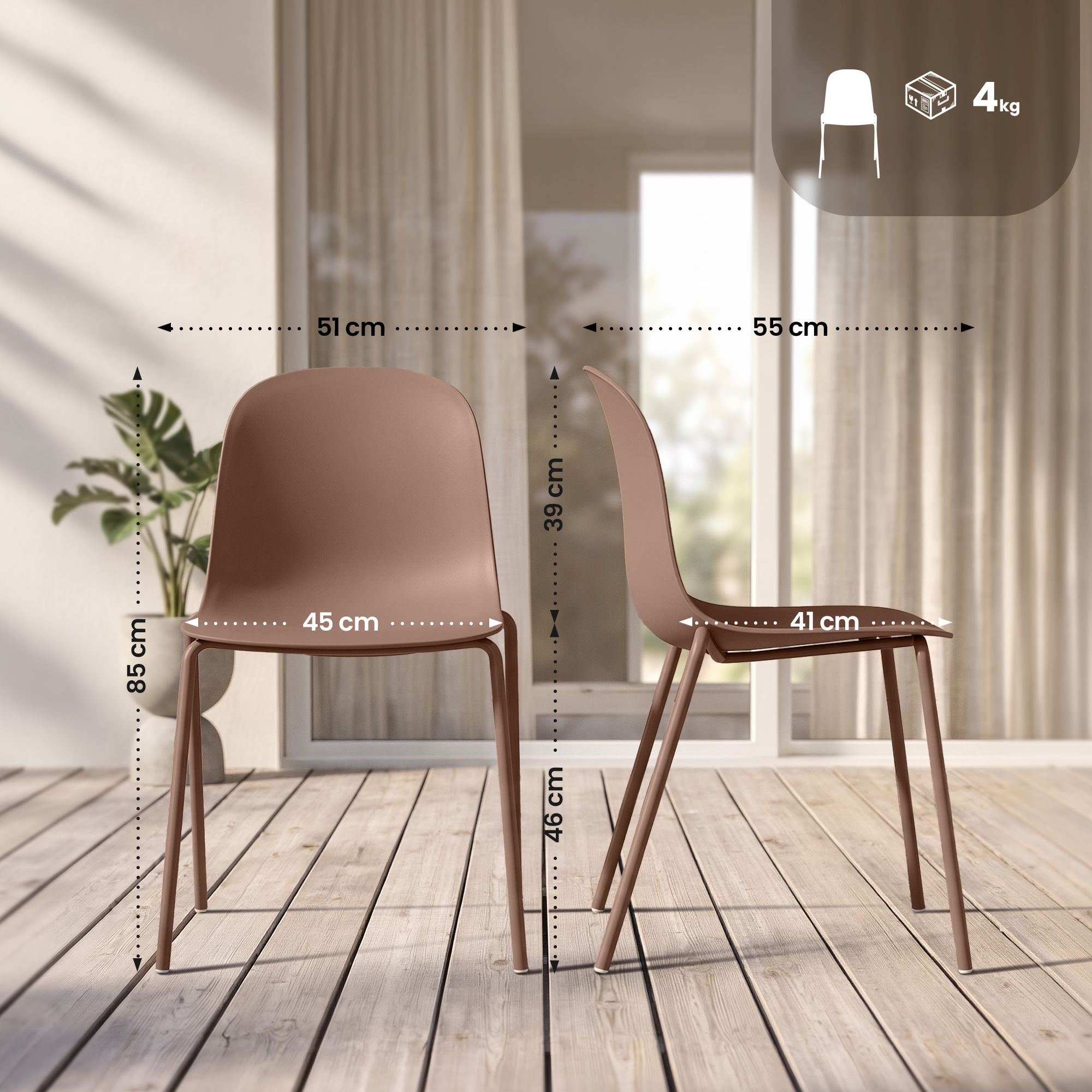 Lot de 4 chaises empilables Hardin