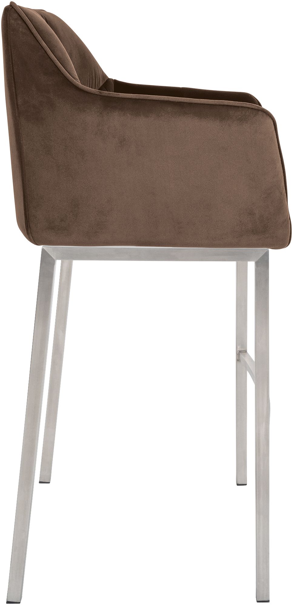 Lot de 2 tabourets de bar Damaso en velours avec piètement à quatre pieds