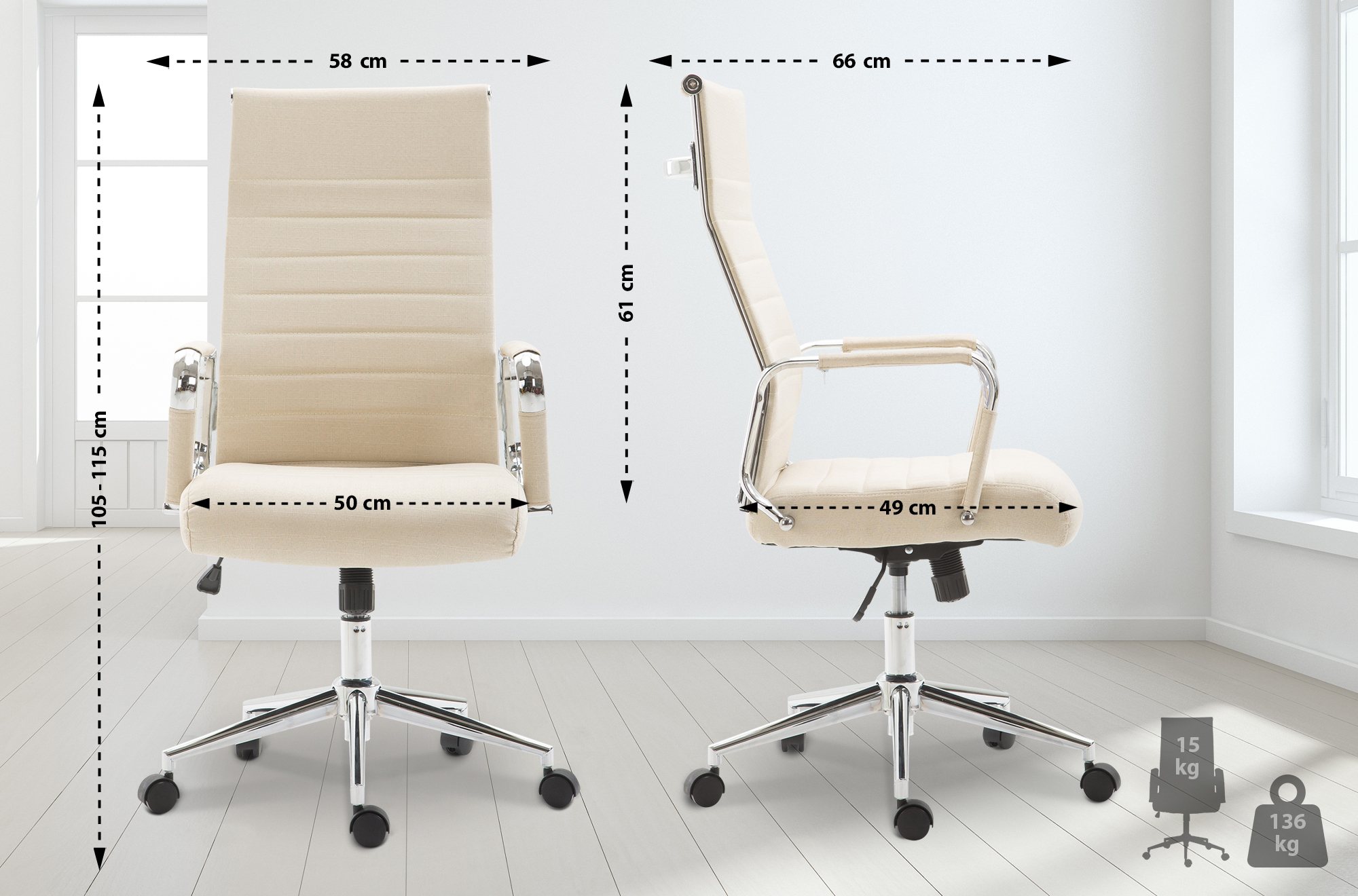 Fauteuil de bureau Kolumbus tissu