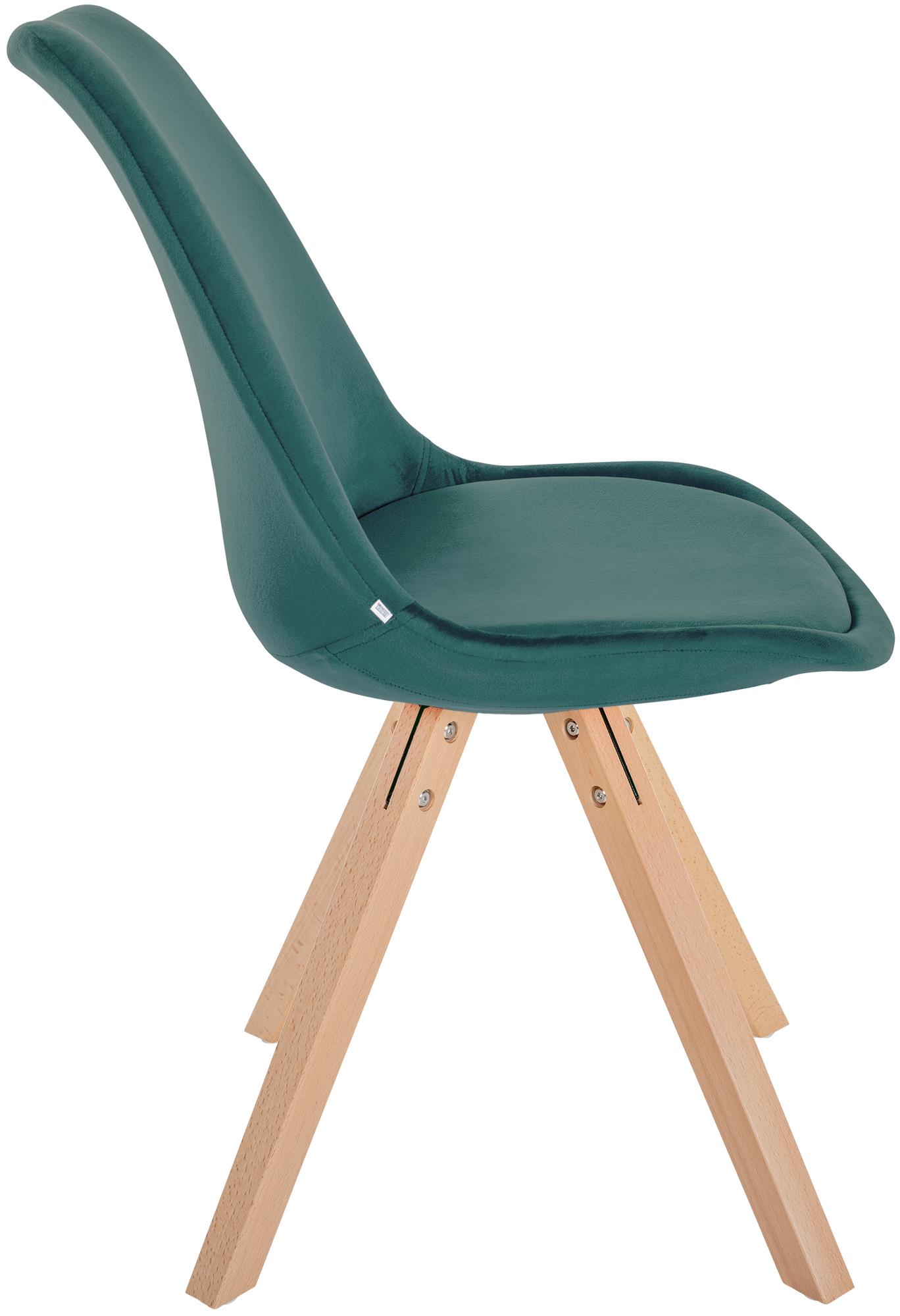 Lot de 4 chaises de salle à manger Sofia en velours Pieds en bois
