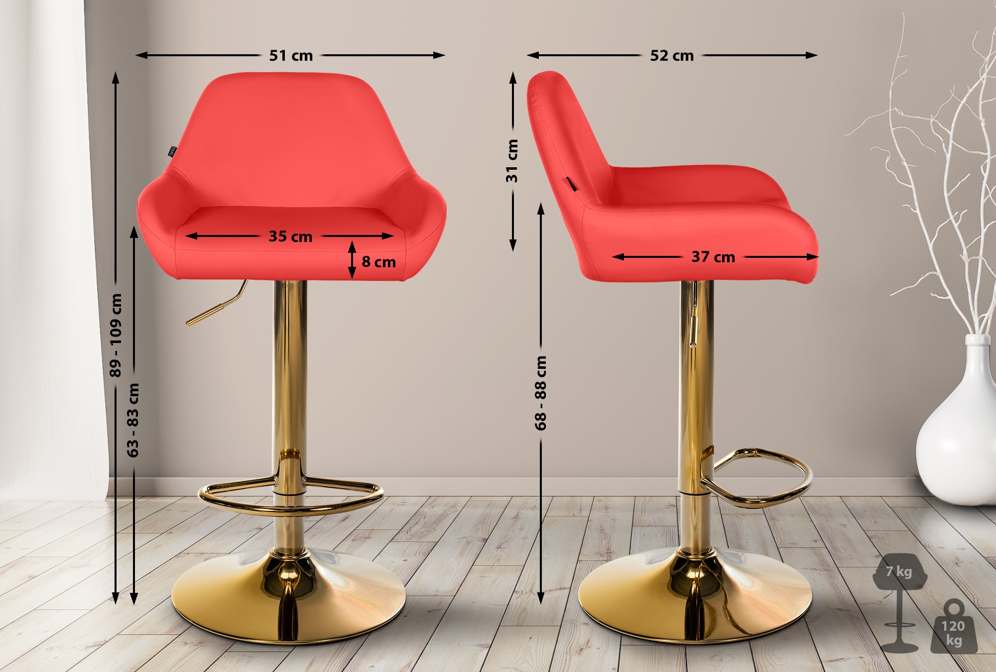 Tabouret de bar Braga Gold similicuir