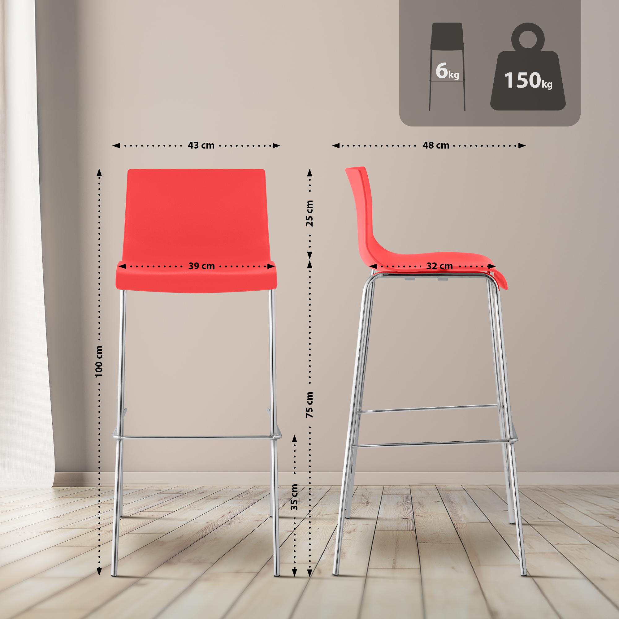 Tabouret de Bar Hover Plastique Cadre à 4 Pieds