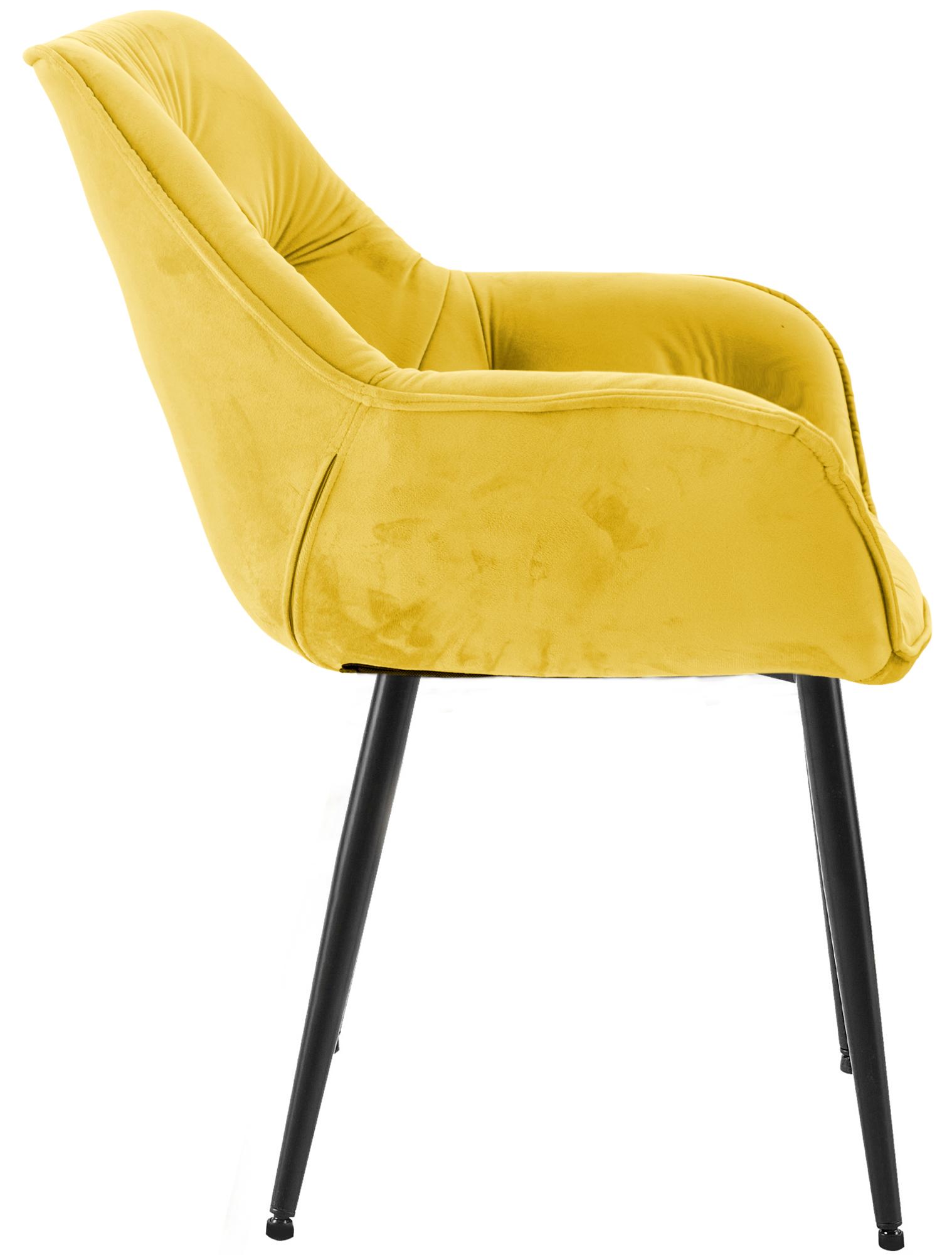 Chaise de salle à manger Tanna en Velours avec Piètement en Métal noir