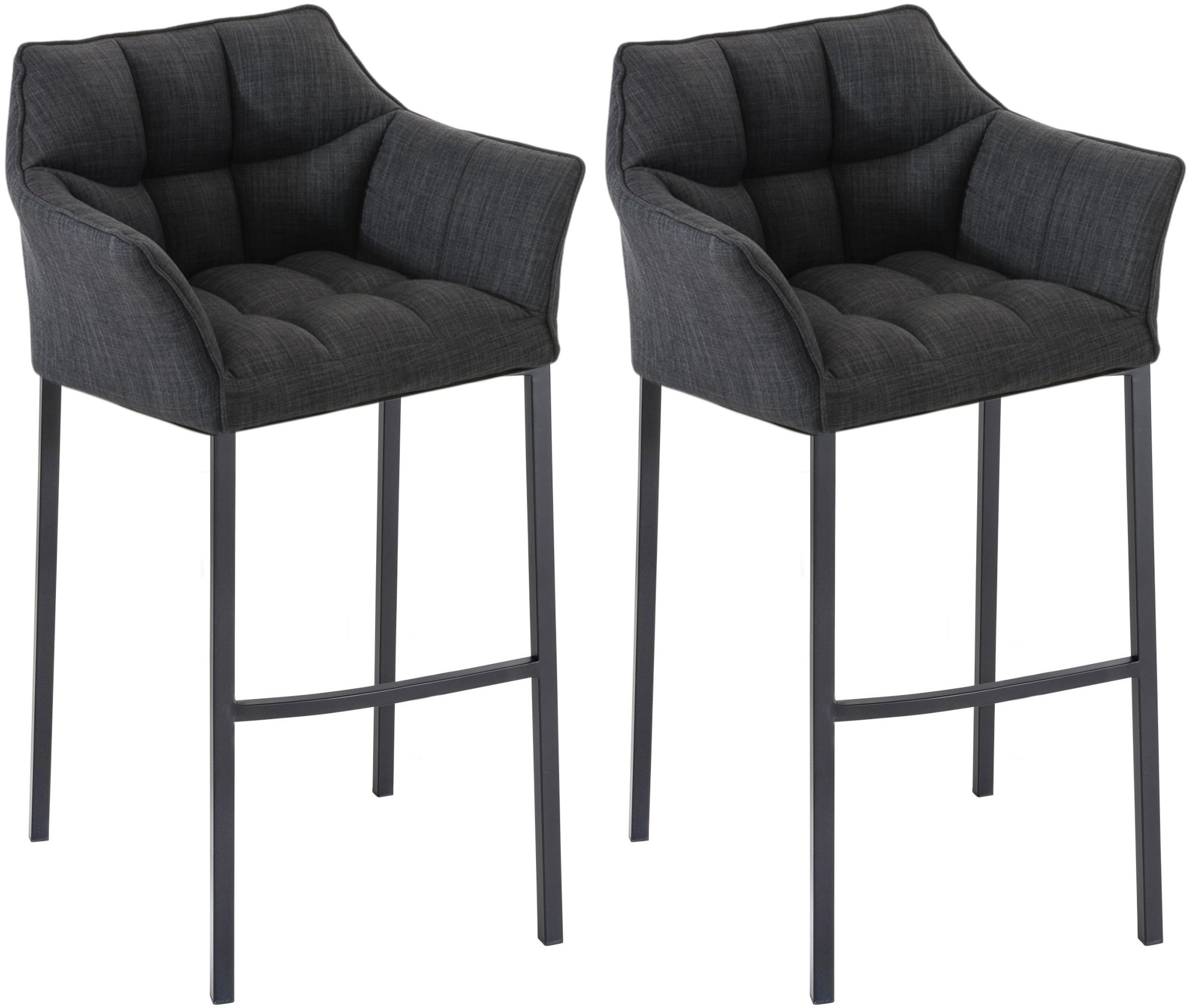 Lot de 2 tabourets de bar Damaso en tissu avec piètement à quatre pieds
