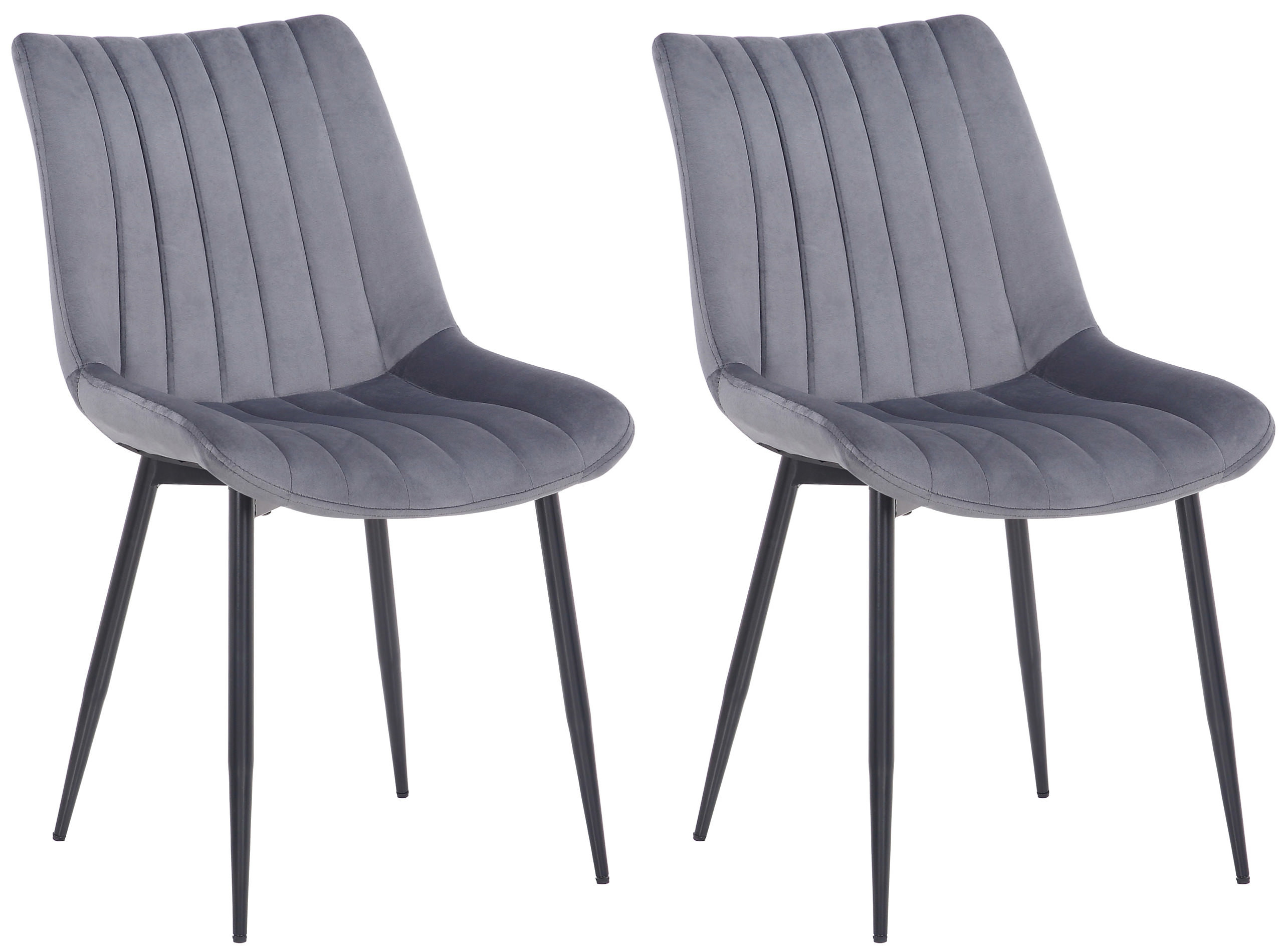 Lot de 2 Chaises de salle à manger Rahden en Velours avec Piètement en métal noir