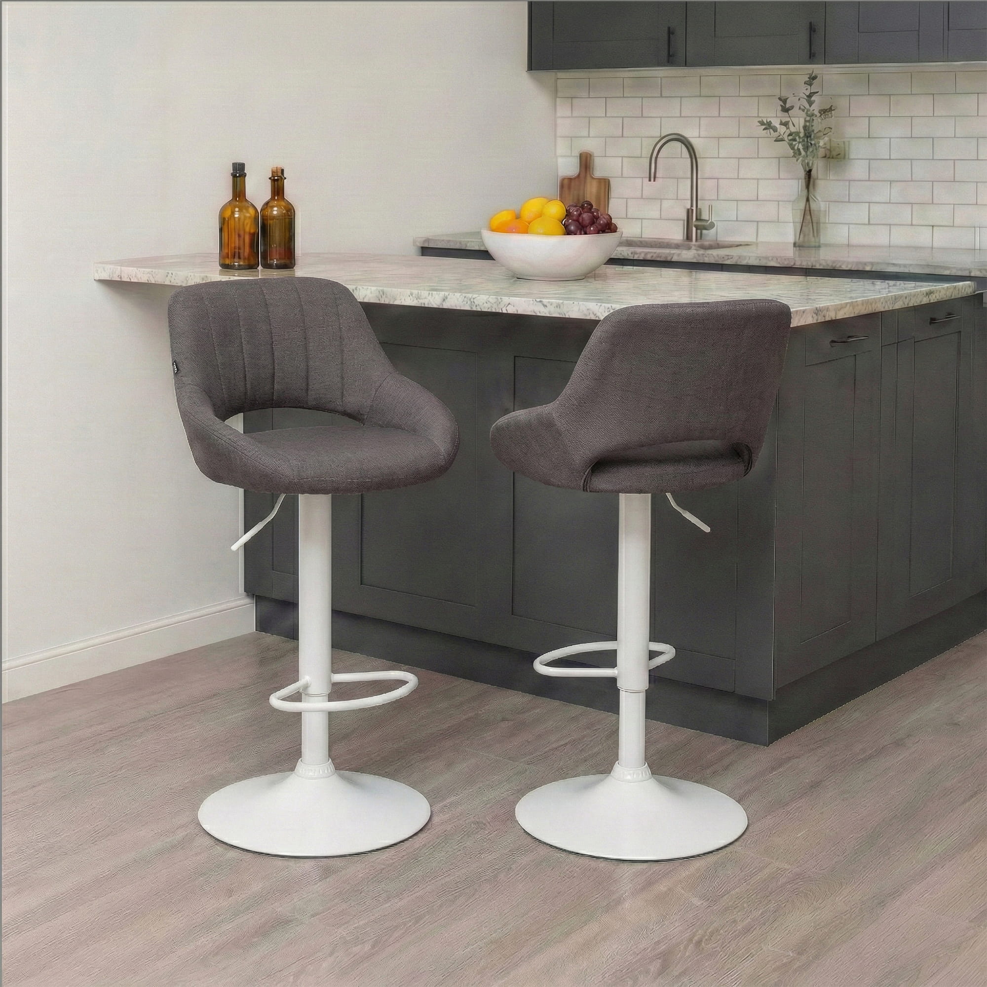 Lot de 2 tabourets de bar Milet en tissu