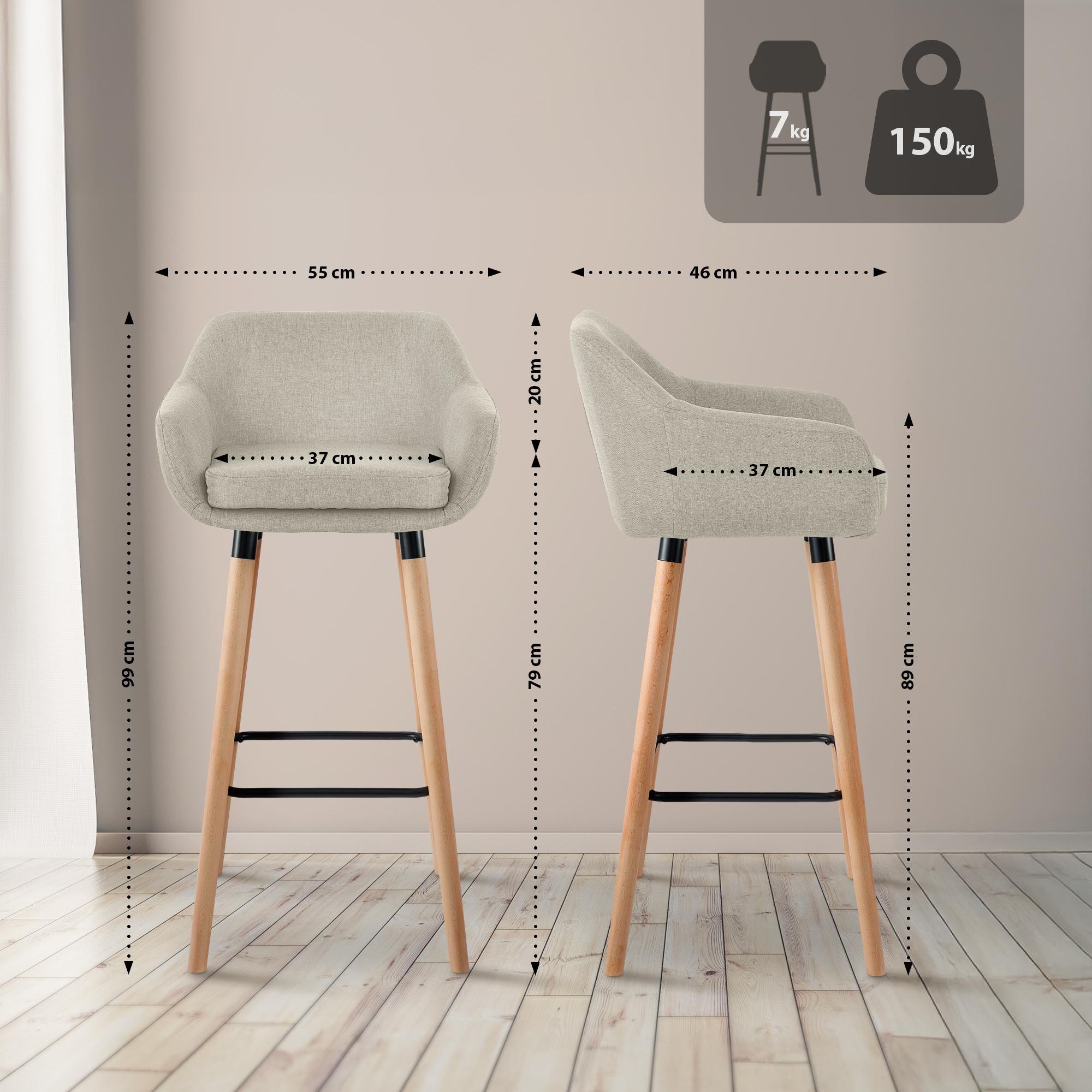 Lot de 2 tabourets de bar Grant en tissu