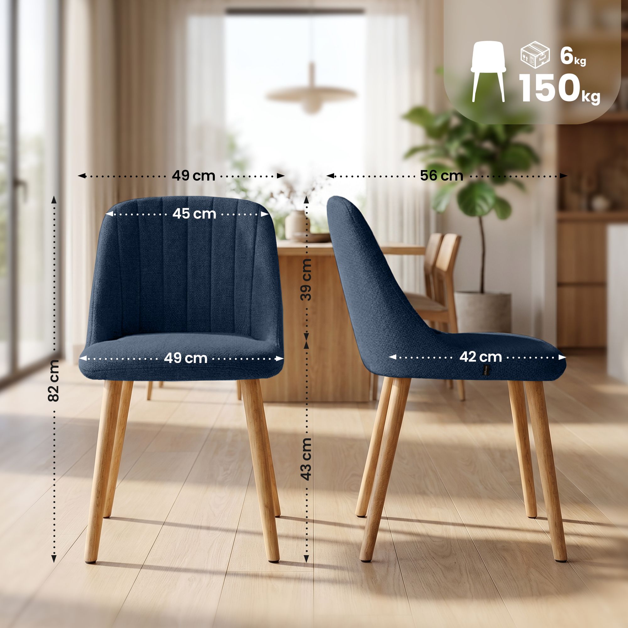 Chaise de salle a manger Arie tissu