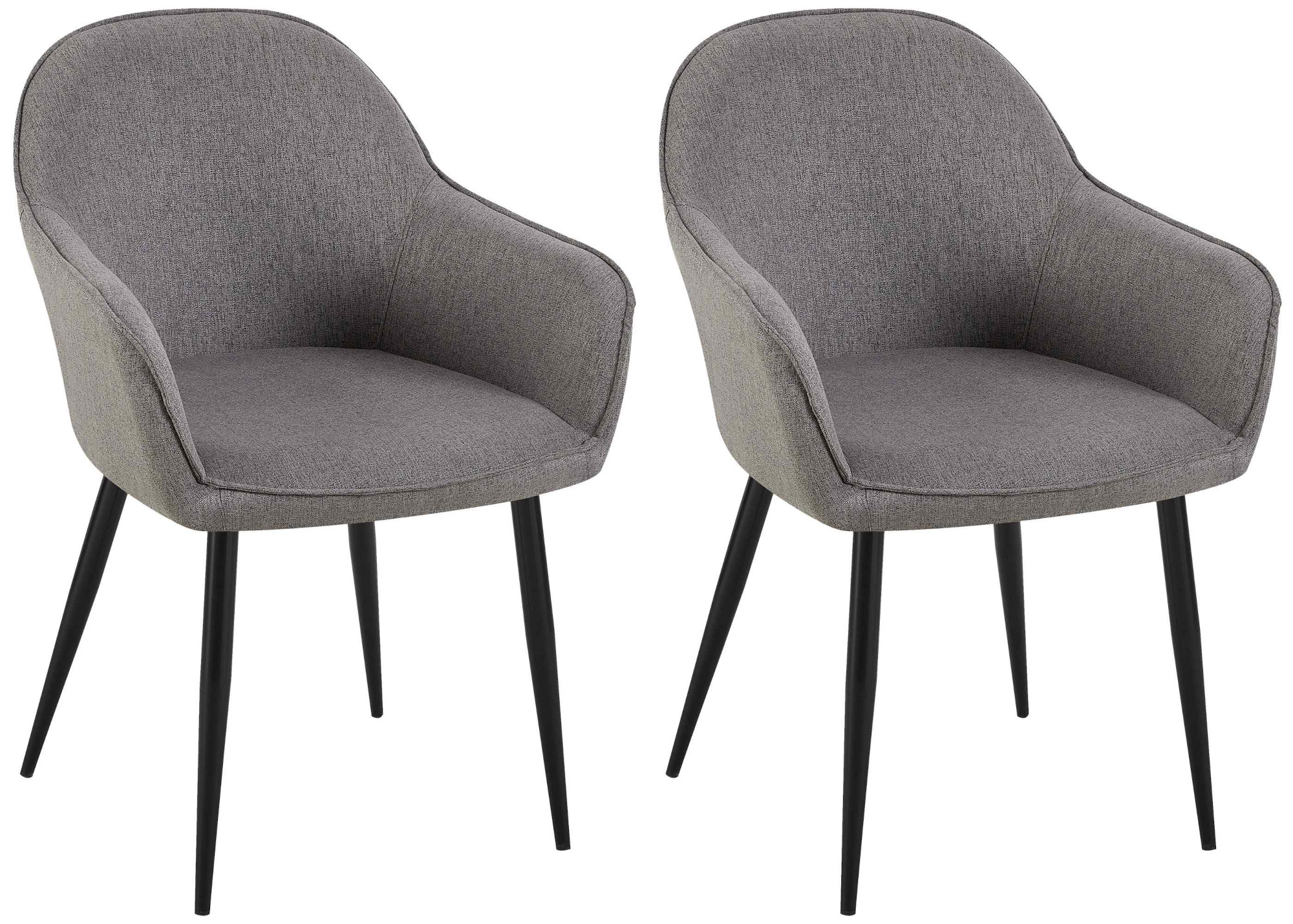 Lot de 2 Chaises de salle à manger Boise en Tissu avec Piètement en Métal noir