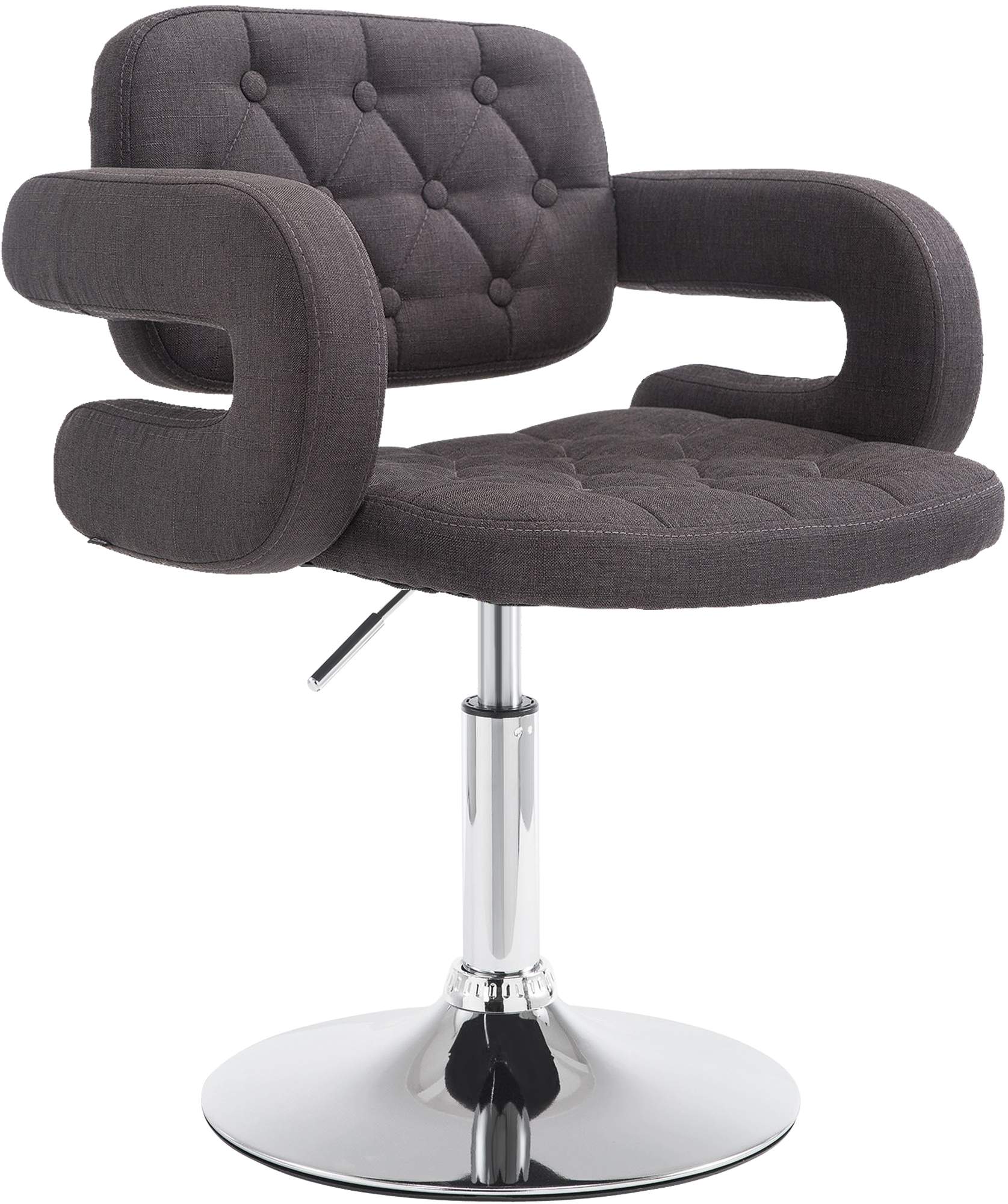 Chaise lounge Dublin Tissu - Piètement avec colonne centrale métal chromé Gris foncé