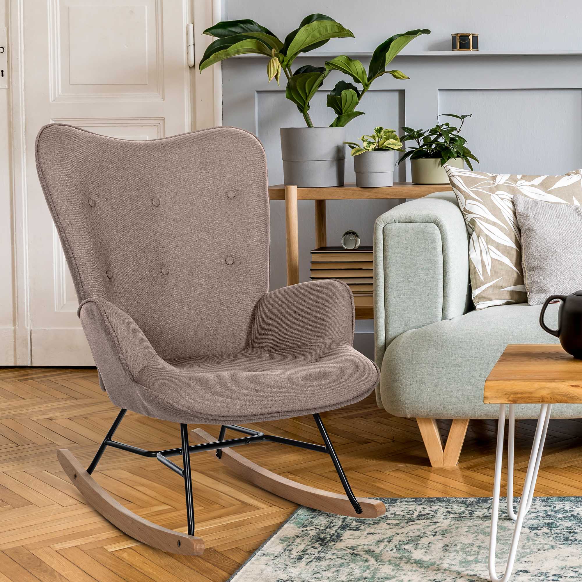 Fauteuil à bascule Sanka en tissu