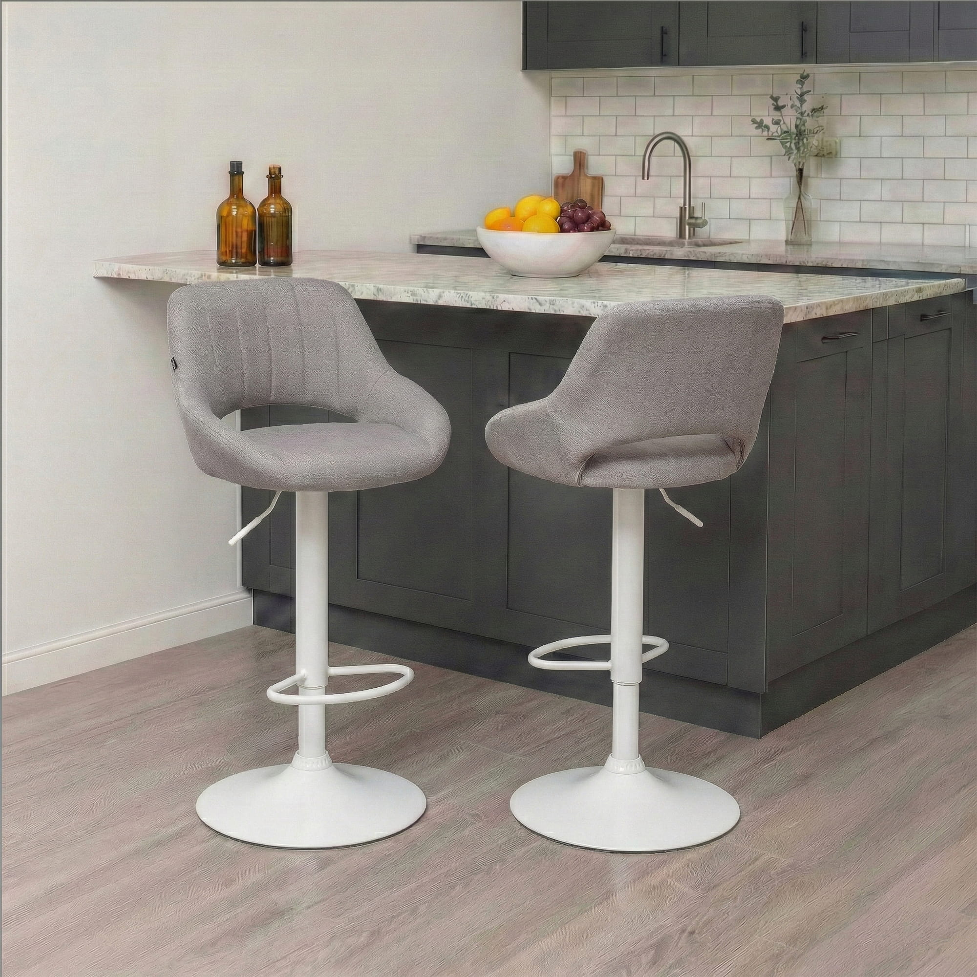 Lot de 2 tabourets de bar Milet en tissu