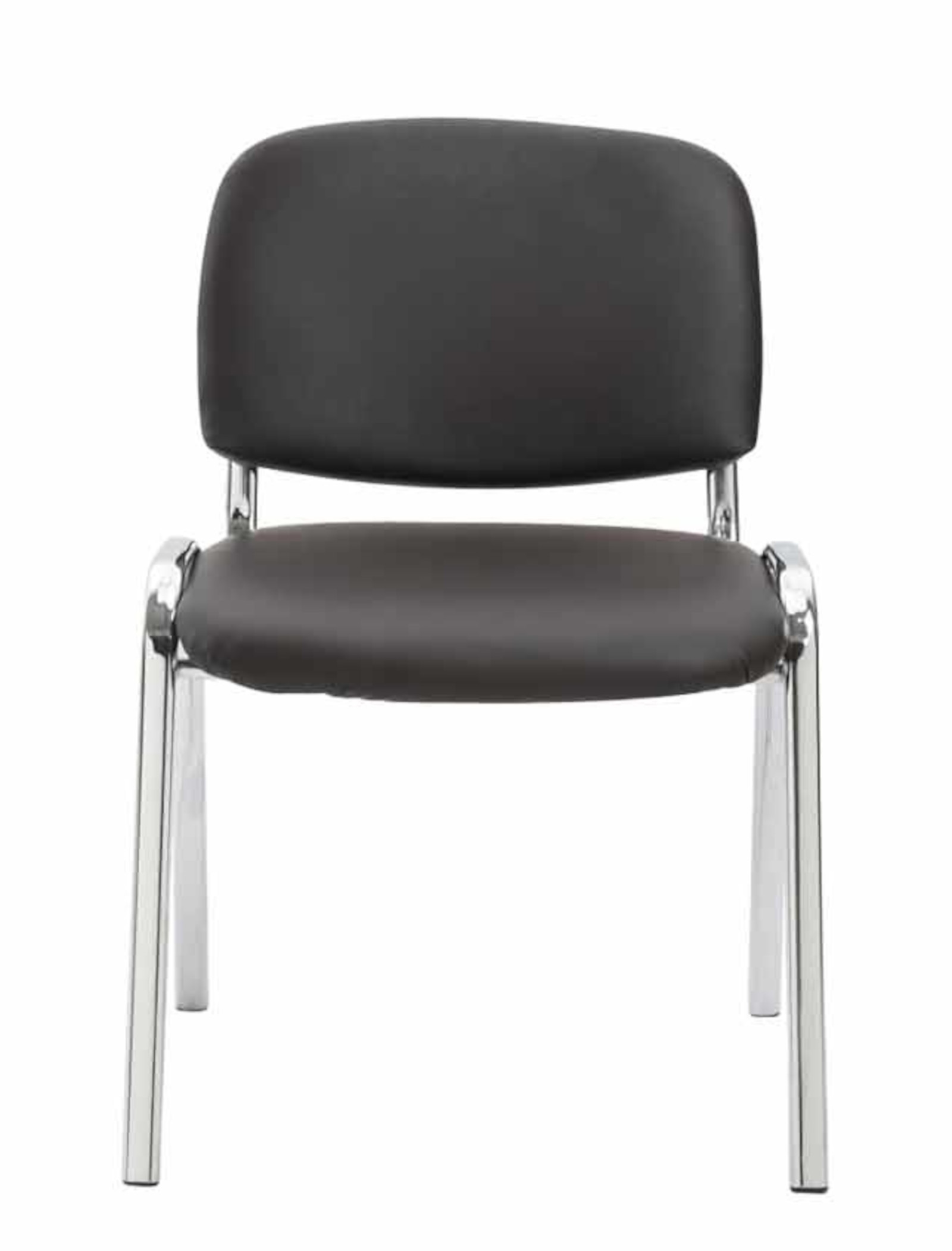 Lot de 4 Chaises de visiteur Ken en similicuir et pieds en métal chromé