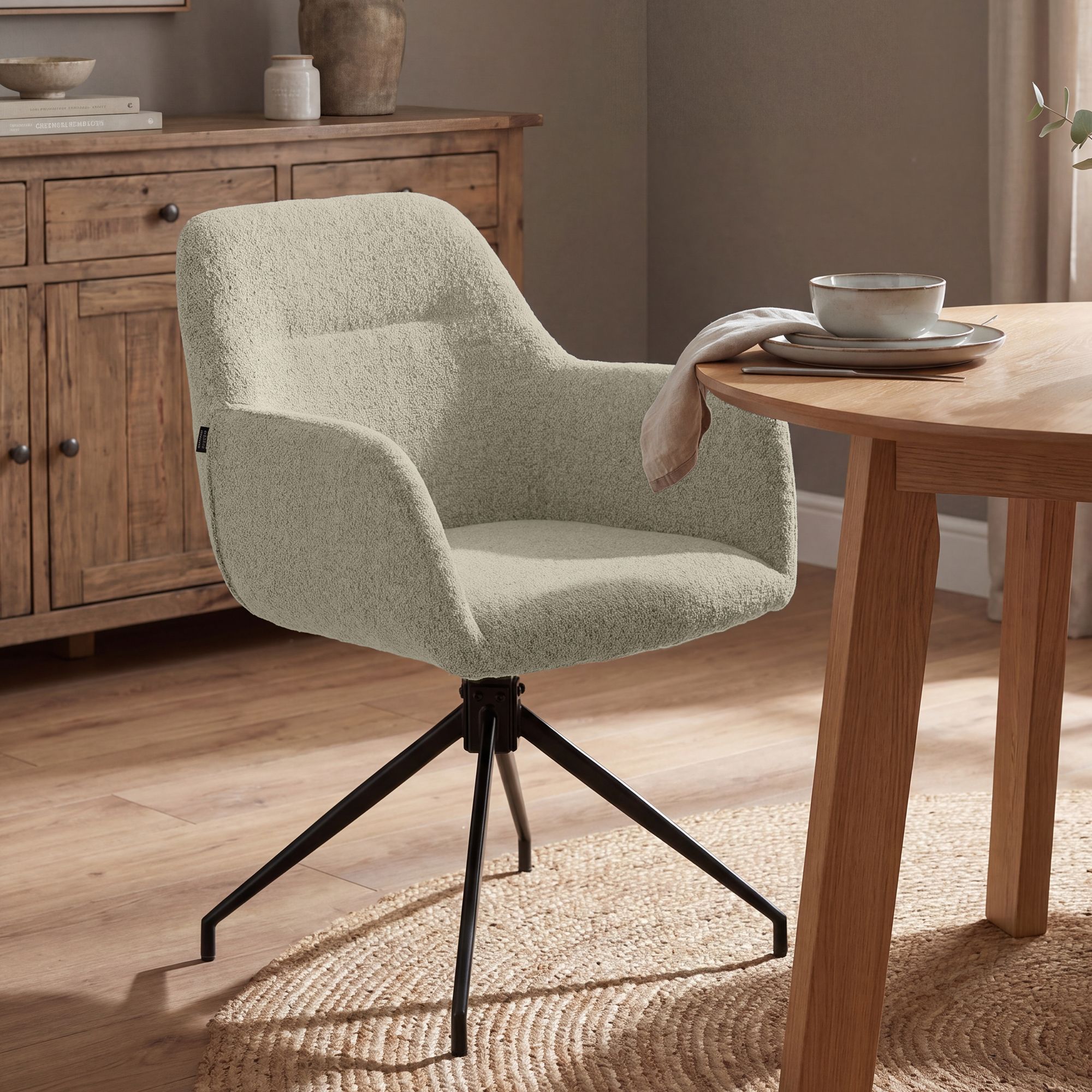 Lot de 2 Chaises de Salle à Manger Merlinda en Tissu Bouclette