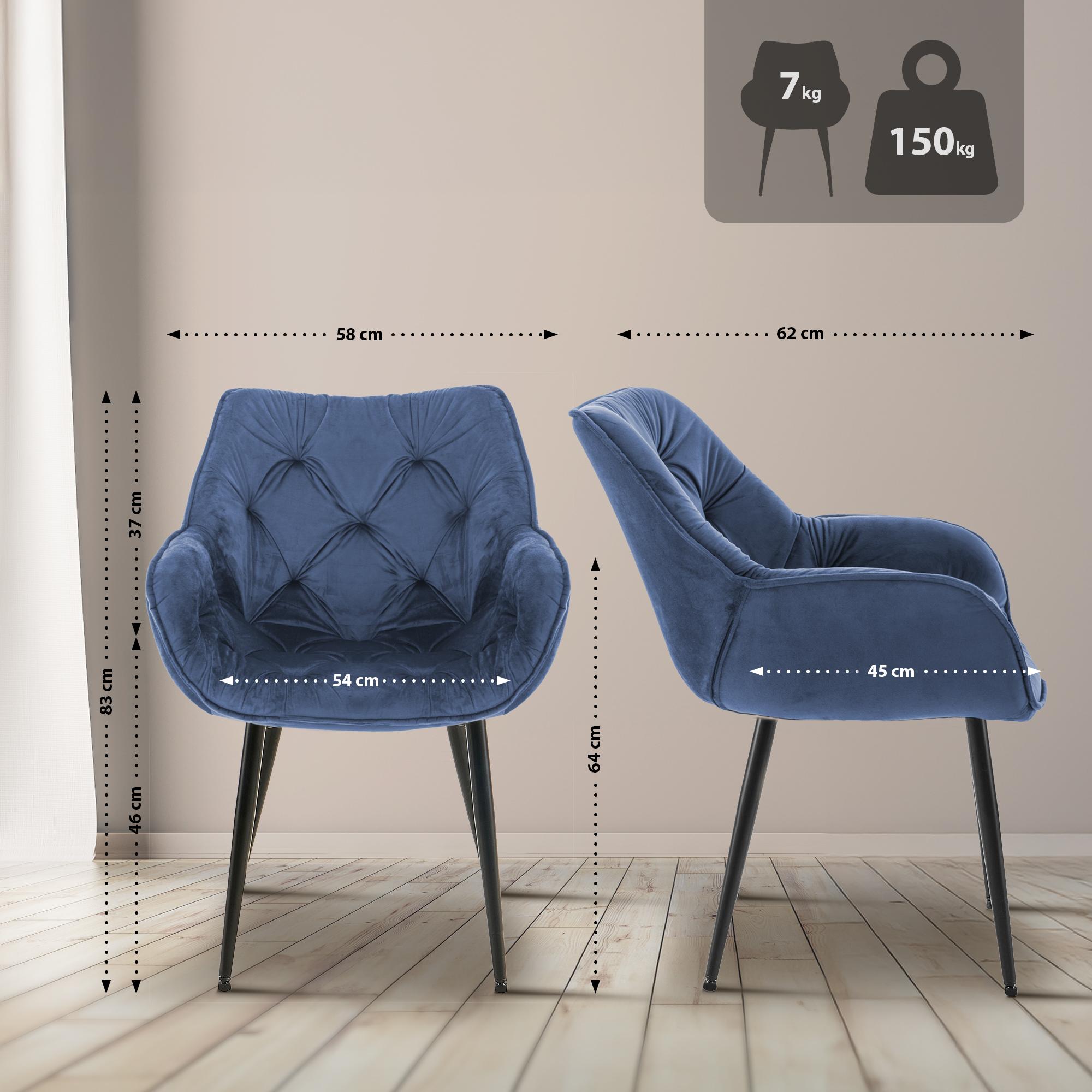 Chaise de salle à manger Tanna en Velours avec Piètement en Métal noir