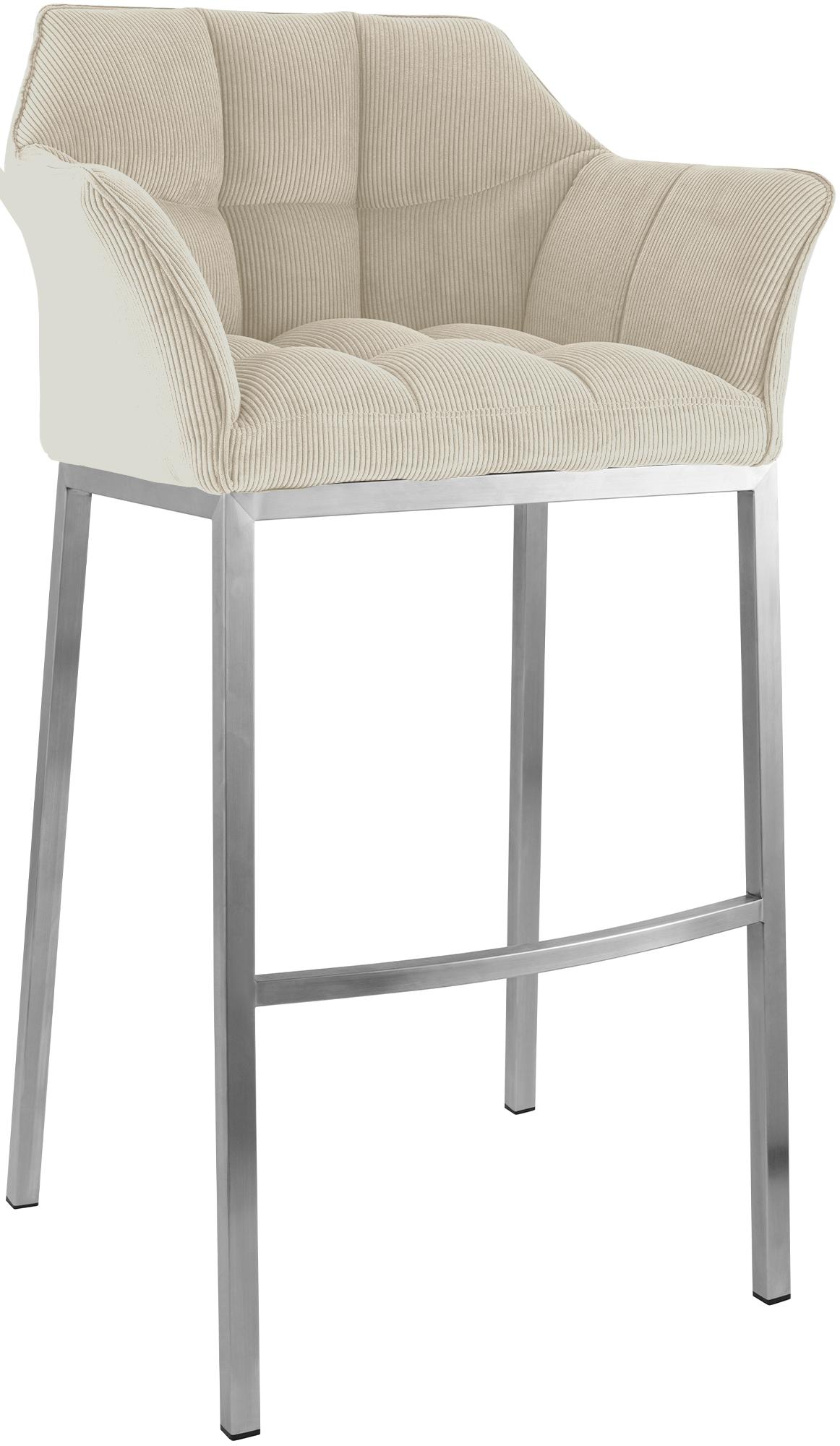 Tabouret de Bar Damaso en Velours Côtelé avec Piétement à Quatre Pieds