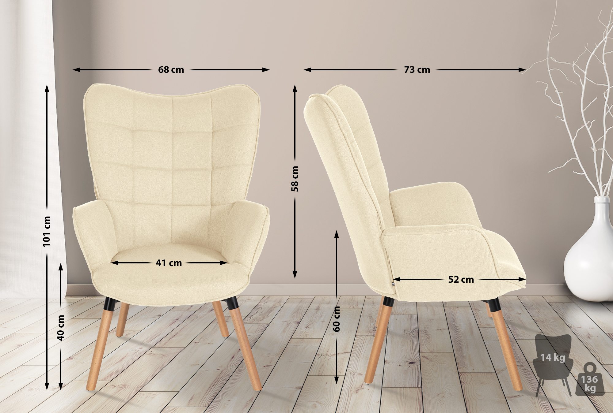 Fauteuil Garding Tissu