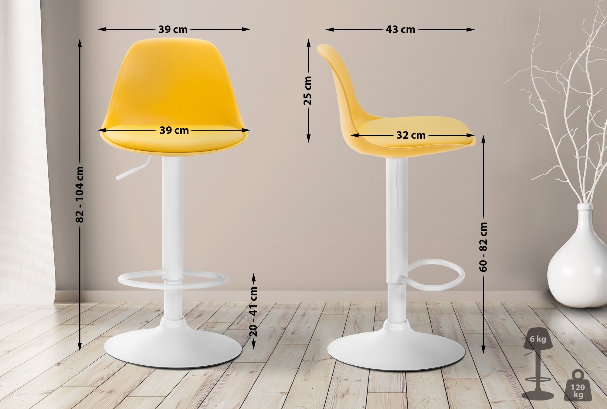 Tabouret de bar Kiel Similicuir et coque en plastique