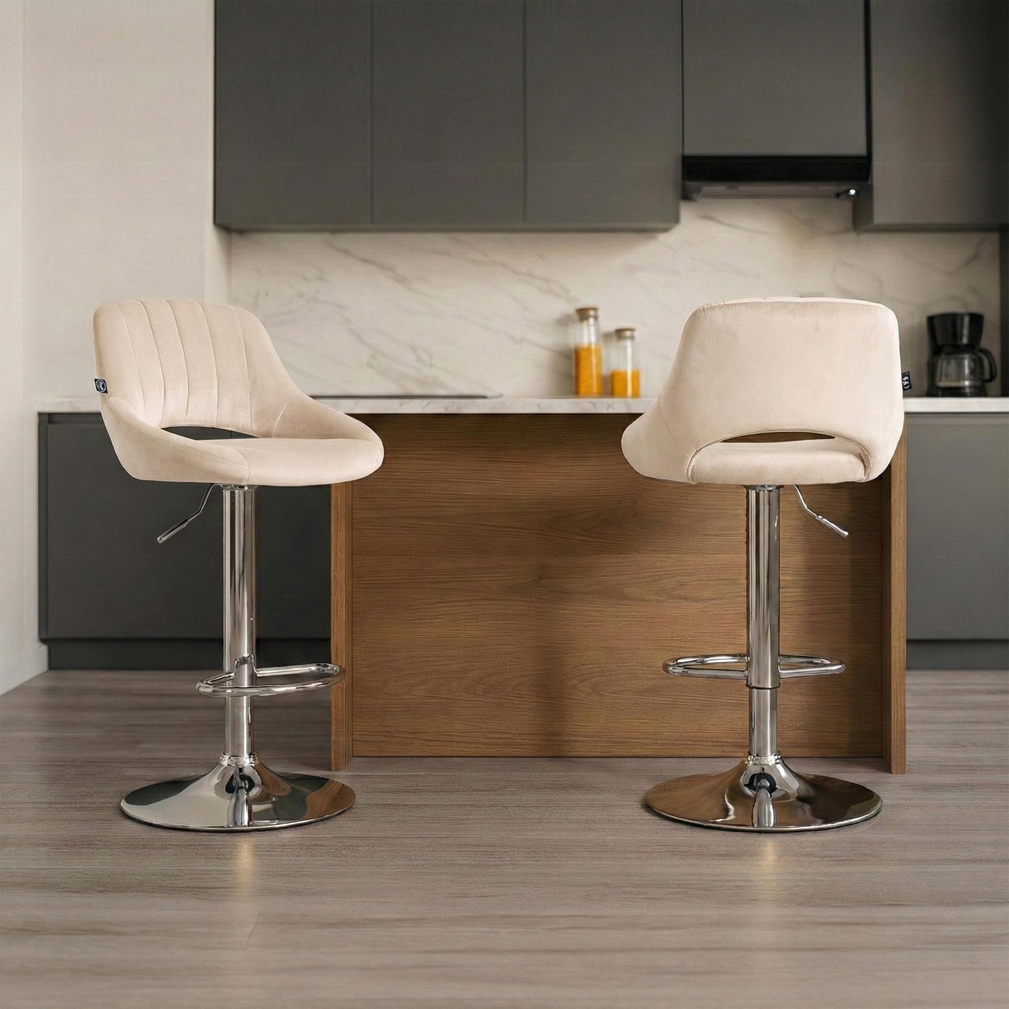 Lot de 2 tabourets de bar Milet en velours