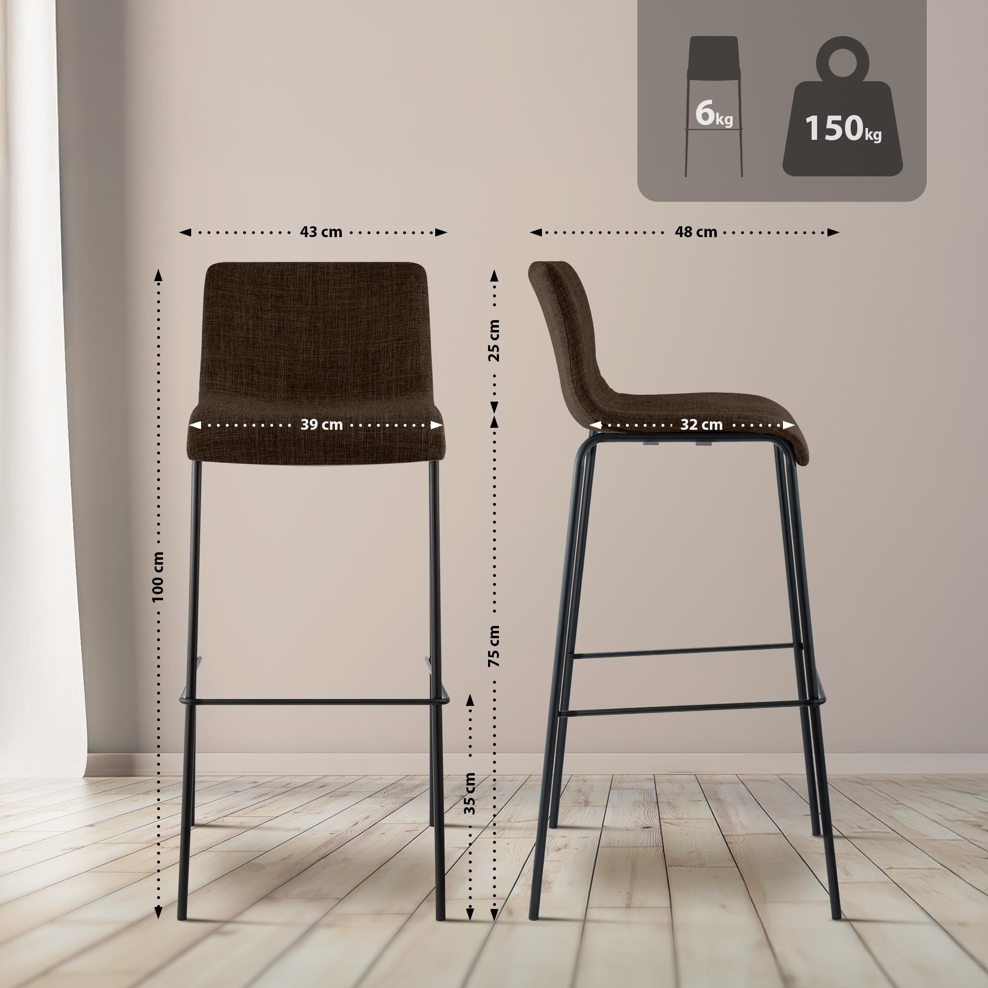 Tabouret de bar Hover en tissu avec pied a 4 branches