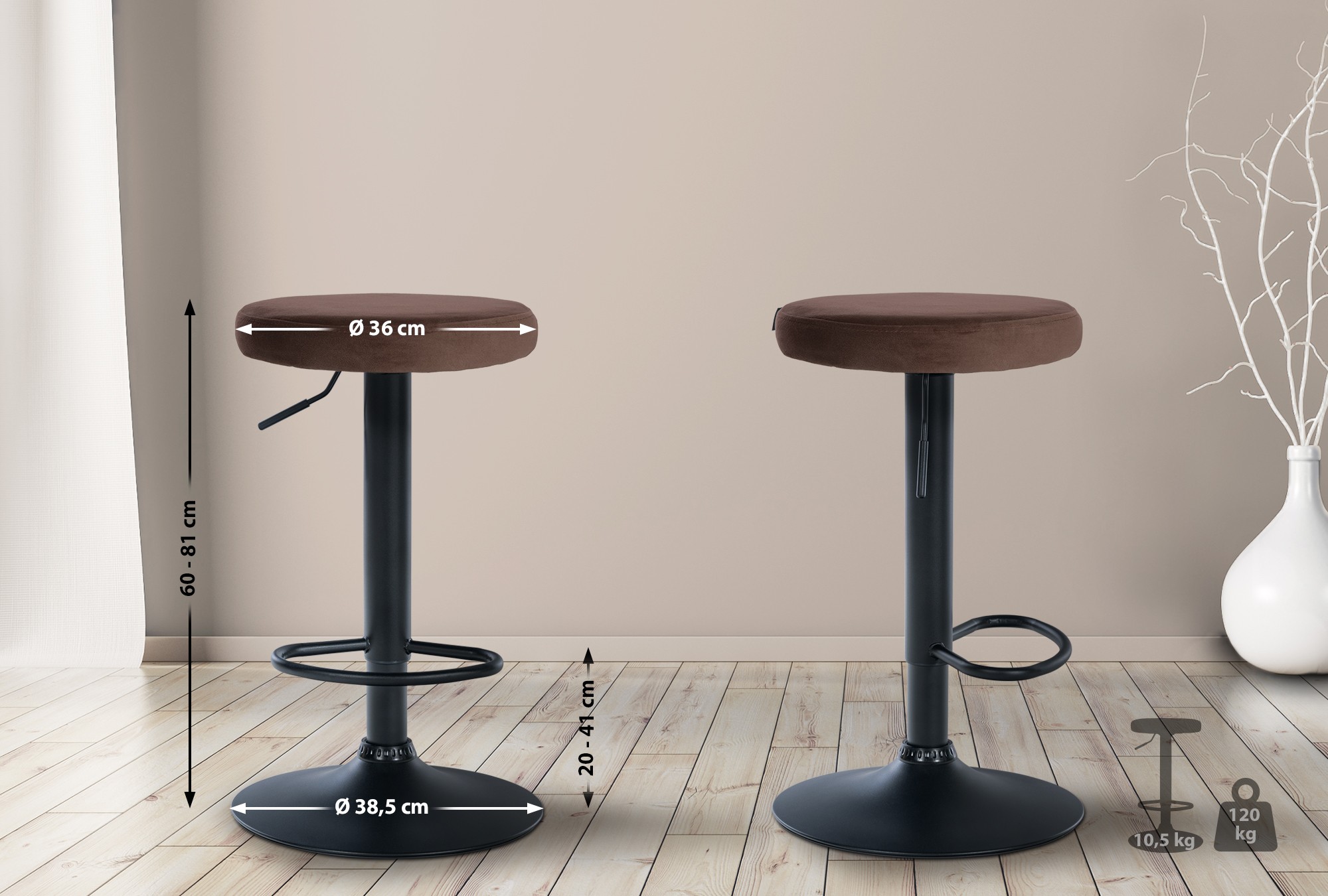 Tabouret de bar Ponte revêtement velours