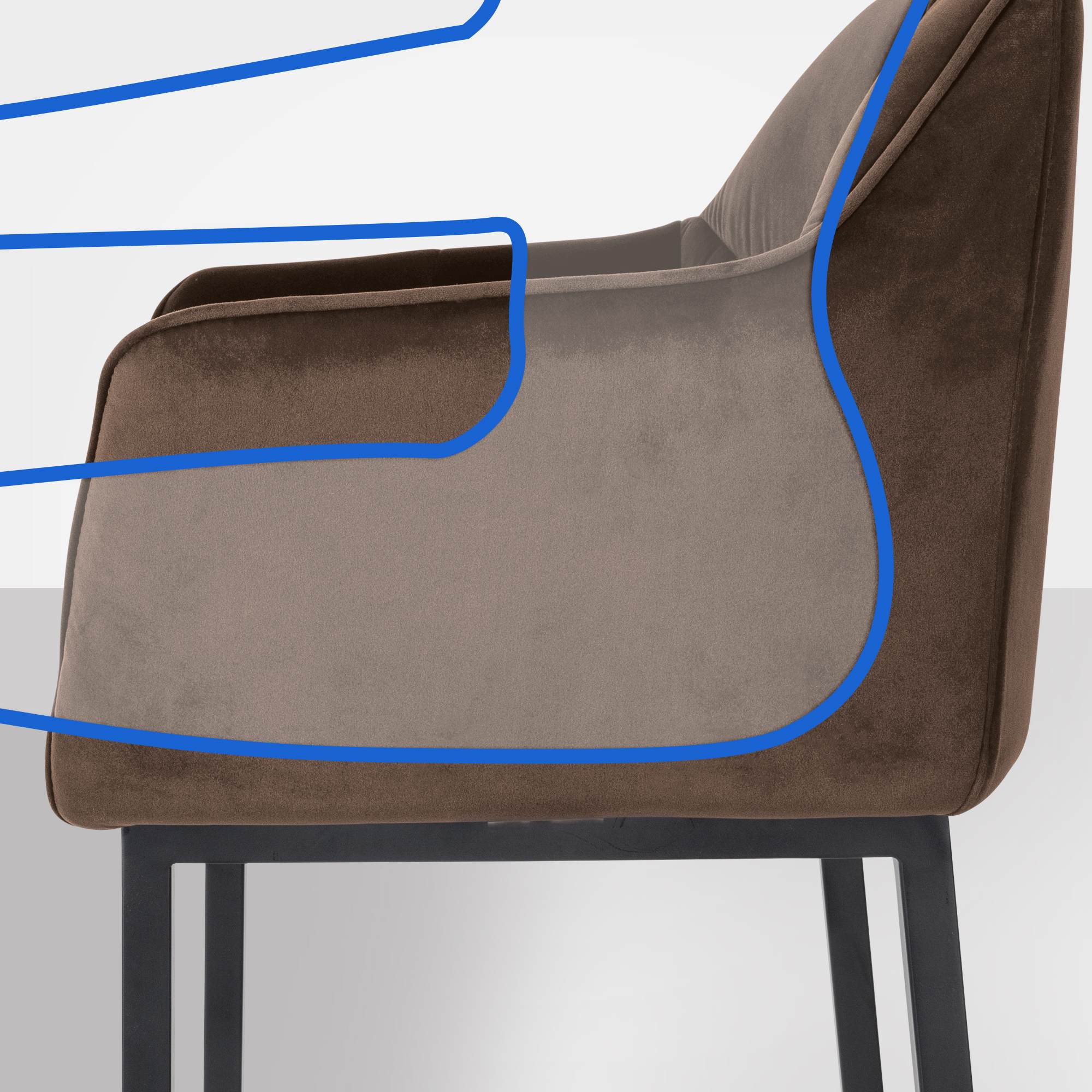 Tabouret de bar Damaso en velours avec pietement a quatre pieds
