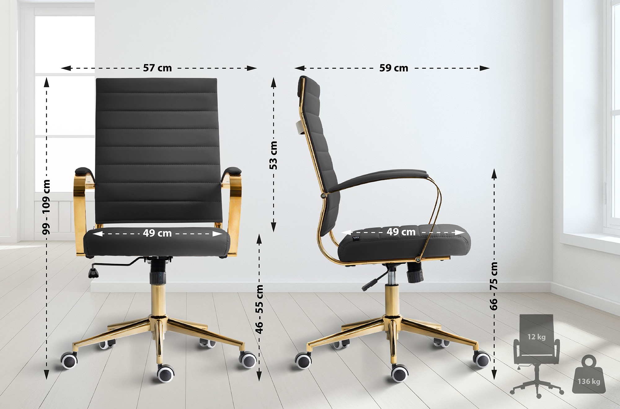 Chaise de bureau Havanna similicuir