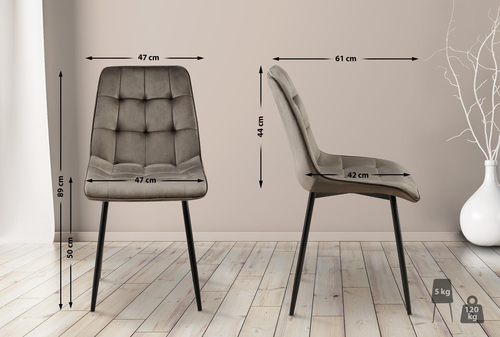 Chaise de salle à manger Gifford revêtement velours