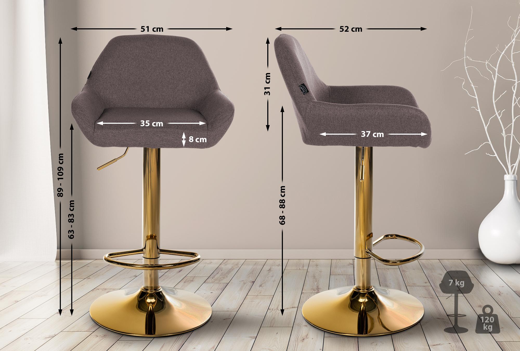 Lot de 2 tabourets de bar Braga Gold tissu