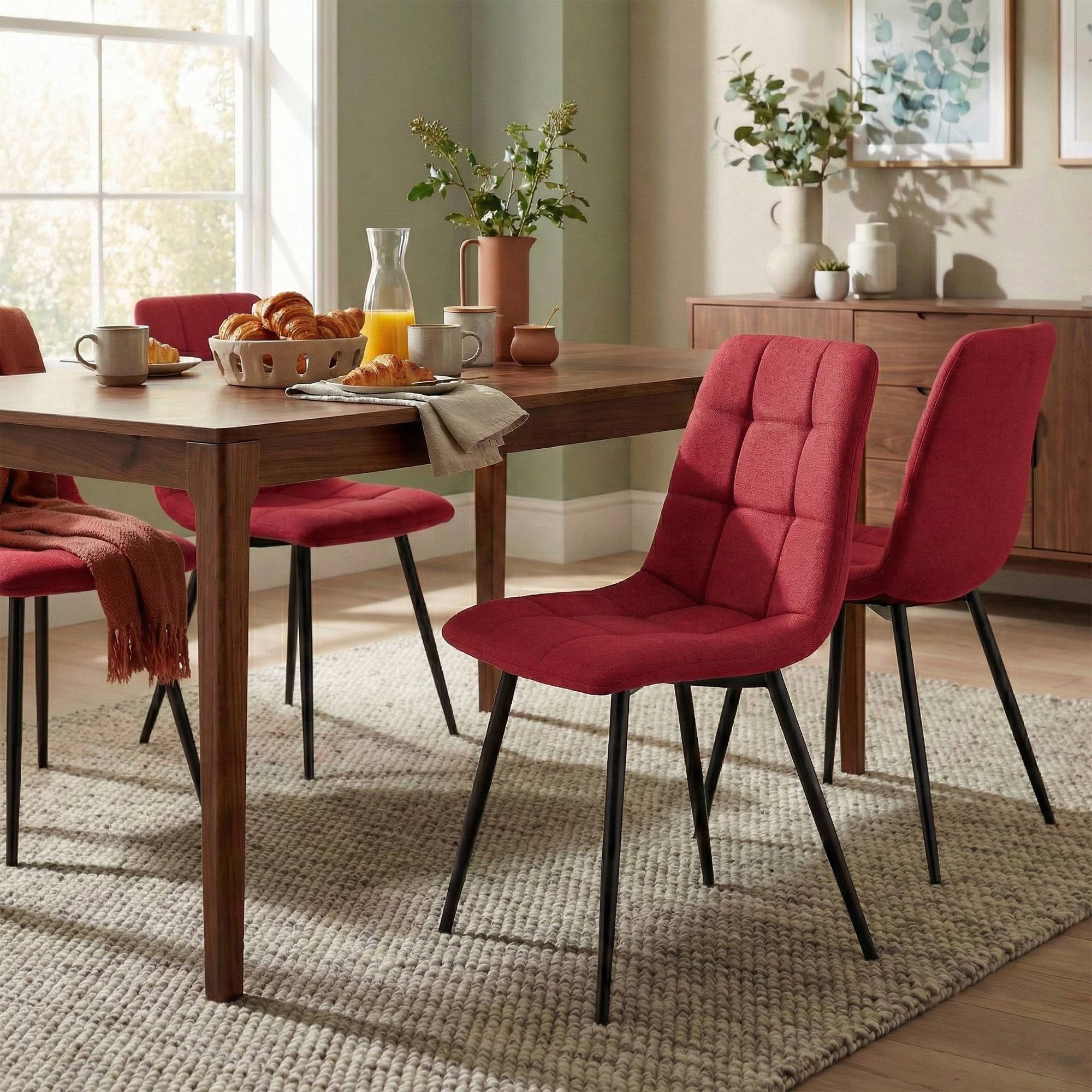 Lot de 4 chaises de salle a manger Antibes en tissu