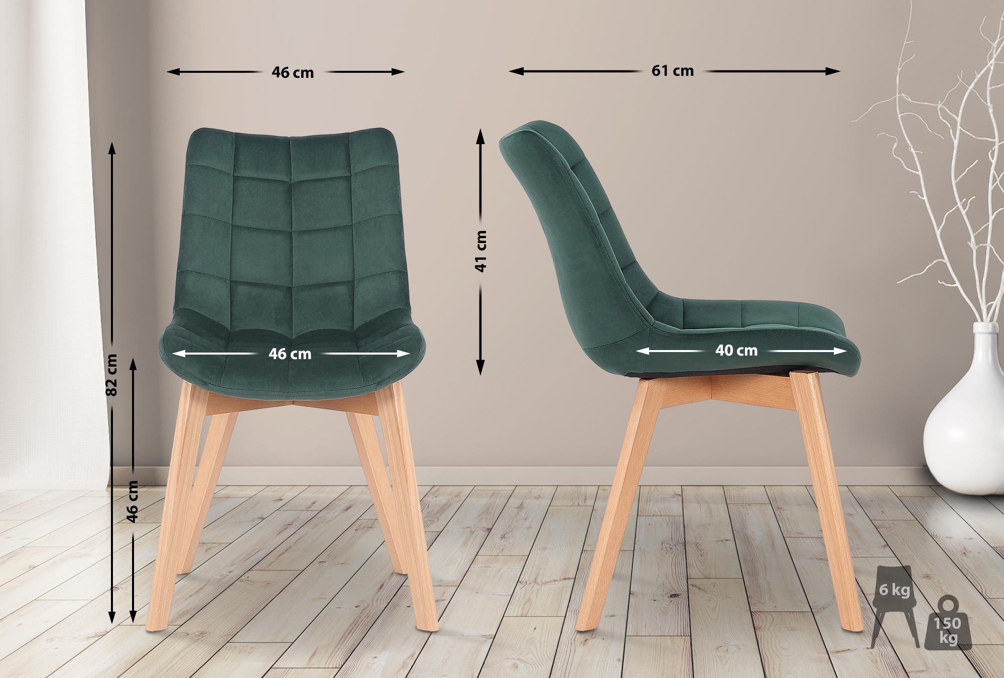 Chaise de salle à manger Passaic en velours avec pieds en Bois de hêtre