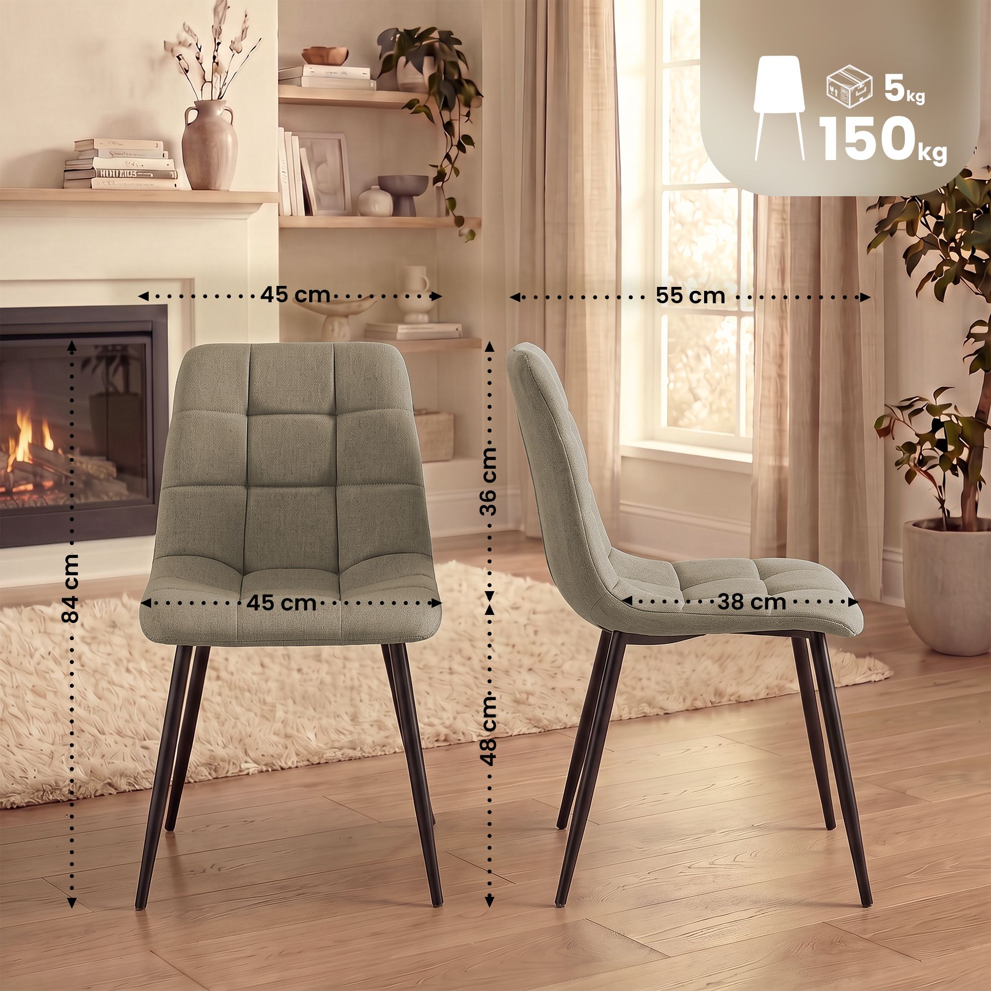 Lot de 2 chaises de salle à manger Tilde
