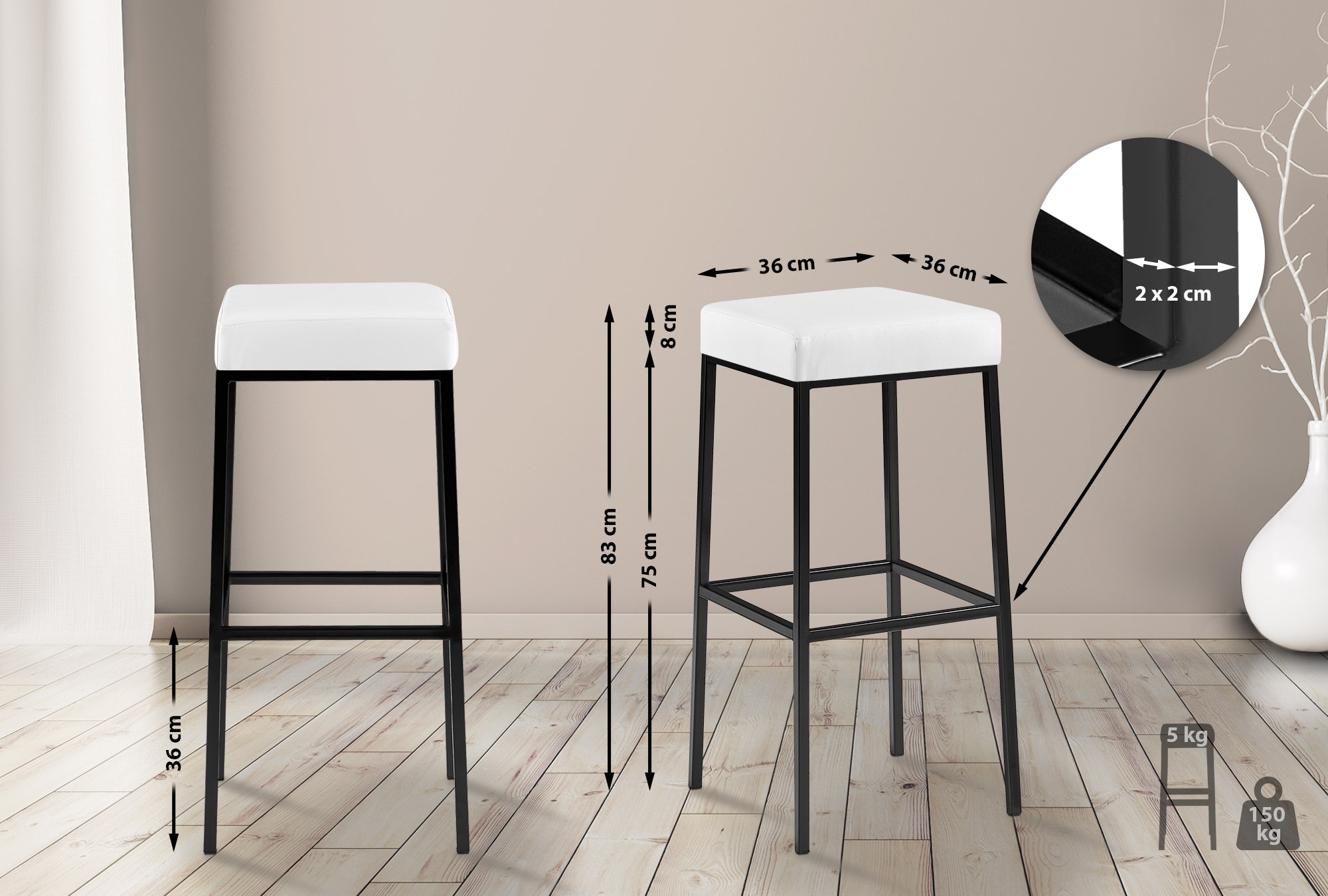 Tabouret de bar Montreal revêtement similicuir
