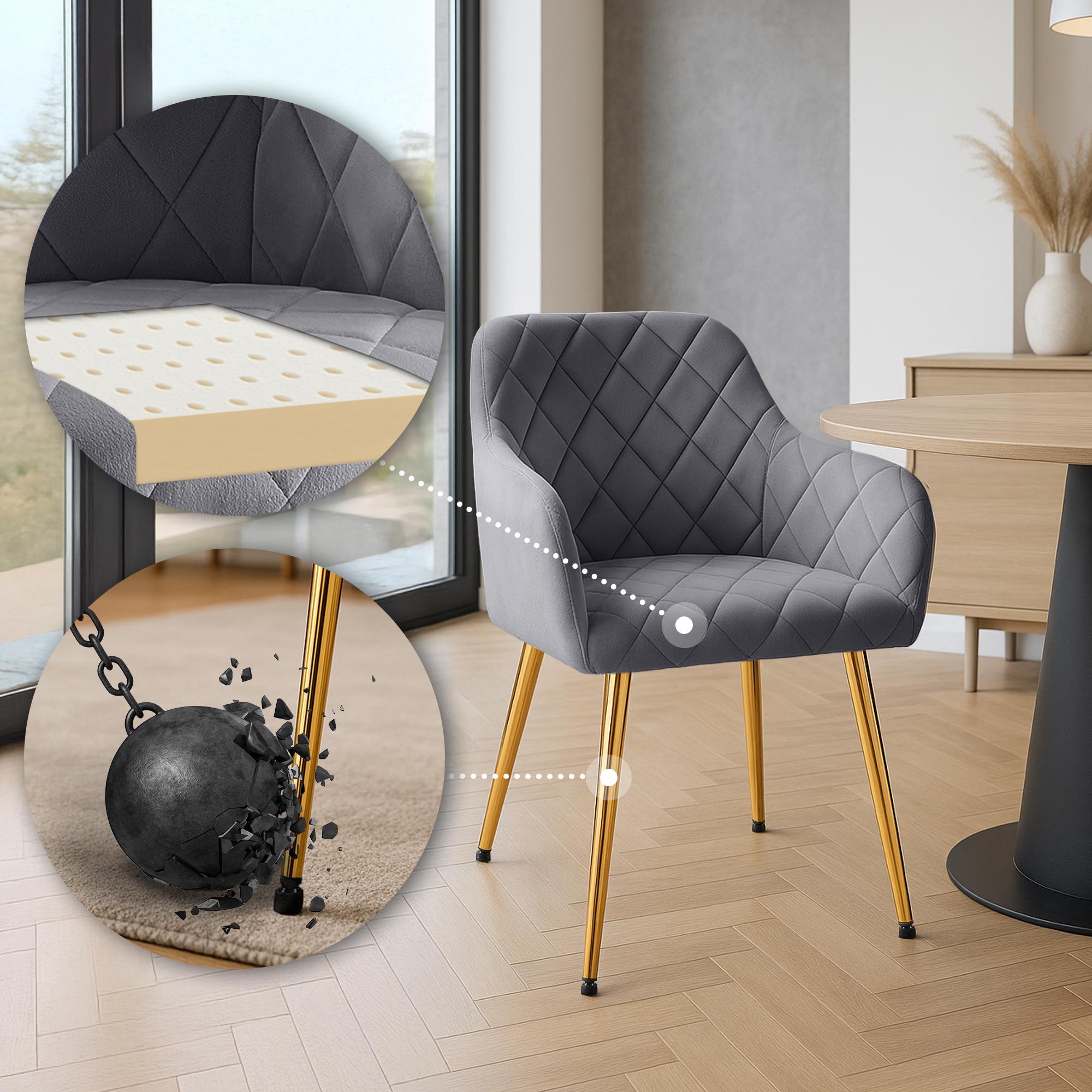 Lot de 2 chaises de salle à manger Monett velours